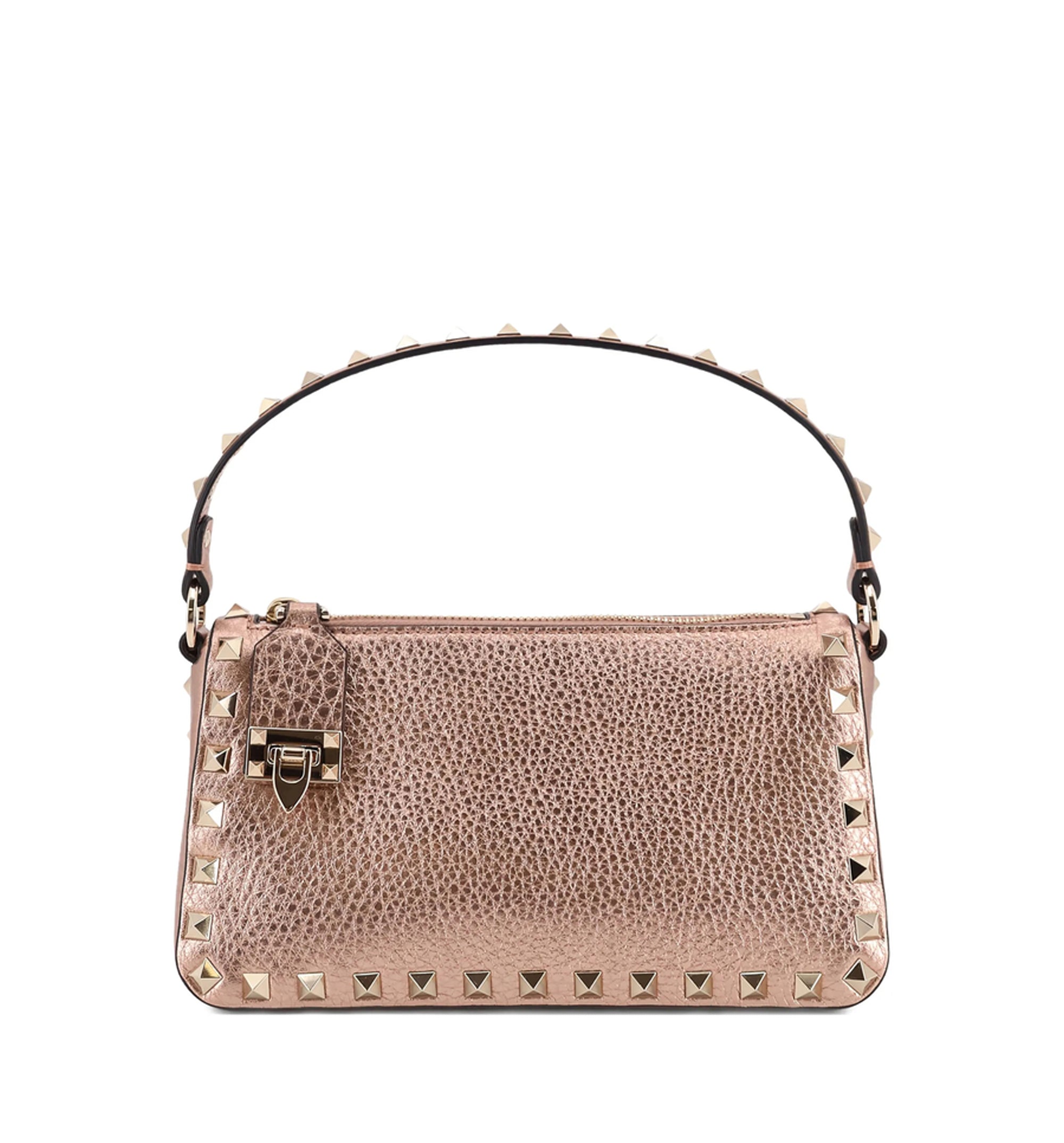 Rockstud Small Crossbody Bag In Laminated Grainy Calfskin Leather