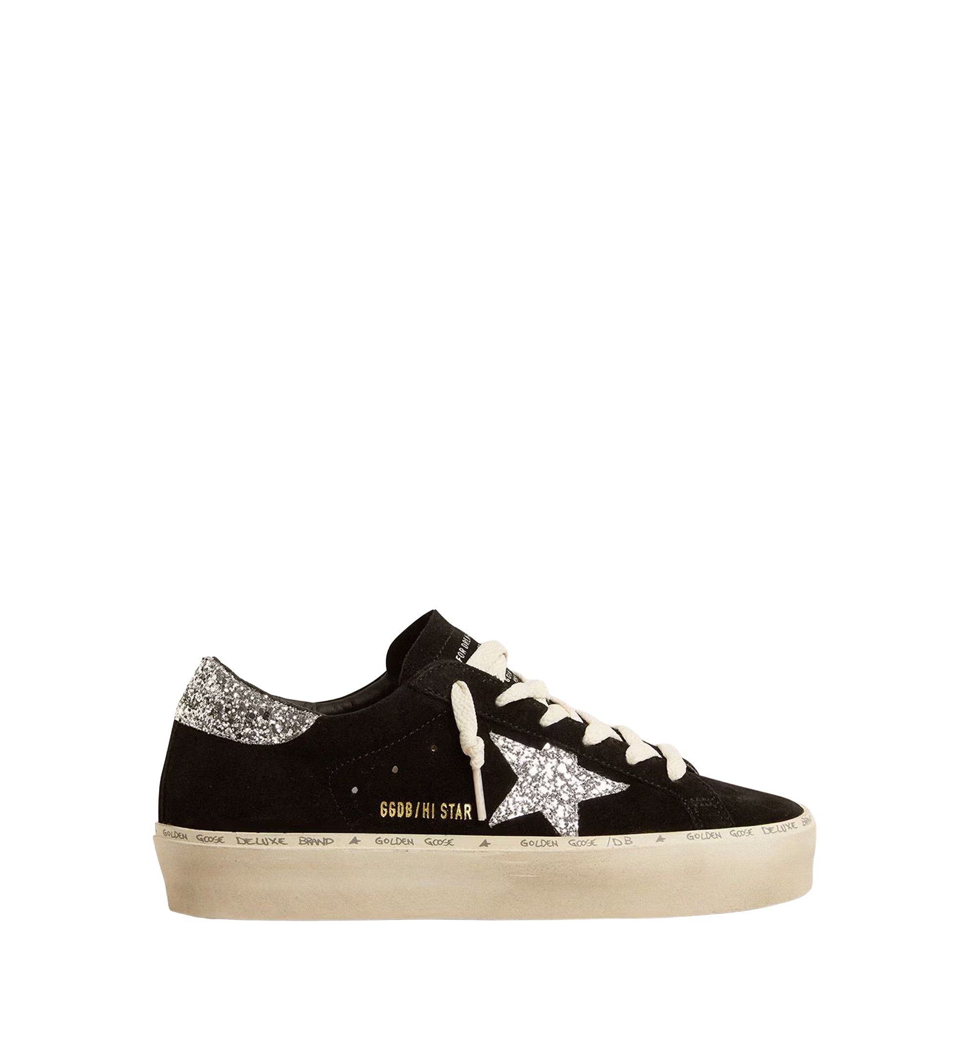 Women’s Hi Star In Black Suede With Silver Glitter Star