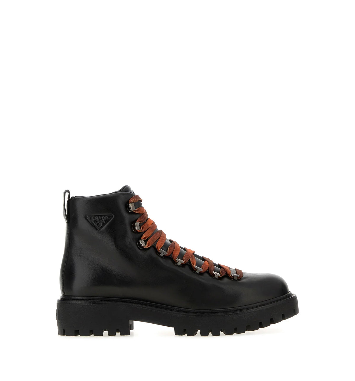 Antiqued leather lace-up ankle boots