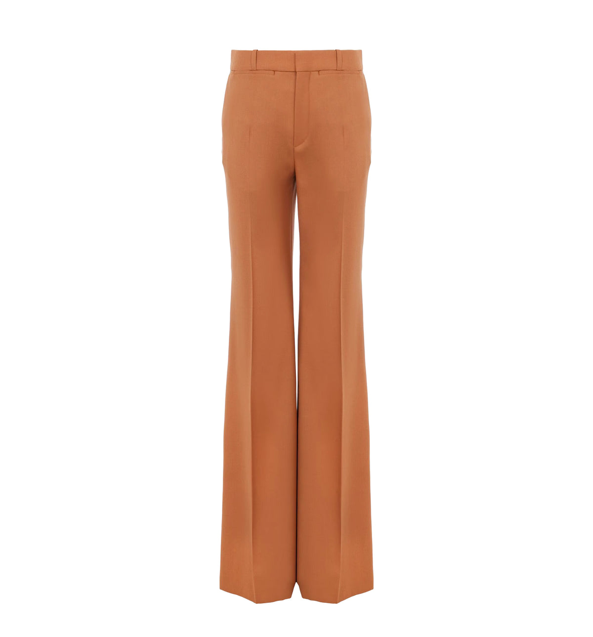 High-rise flared pants in wool gabardine