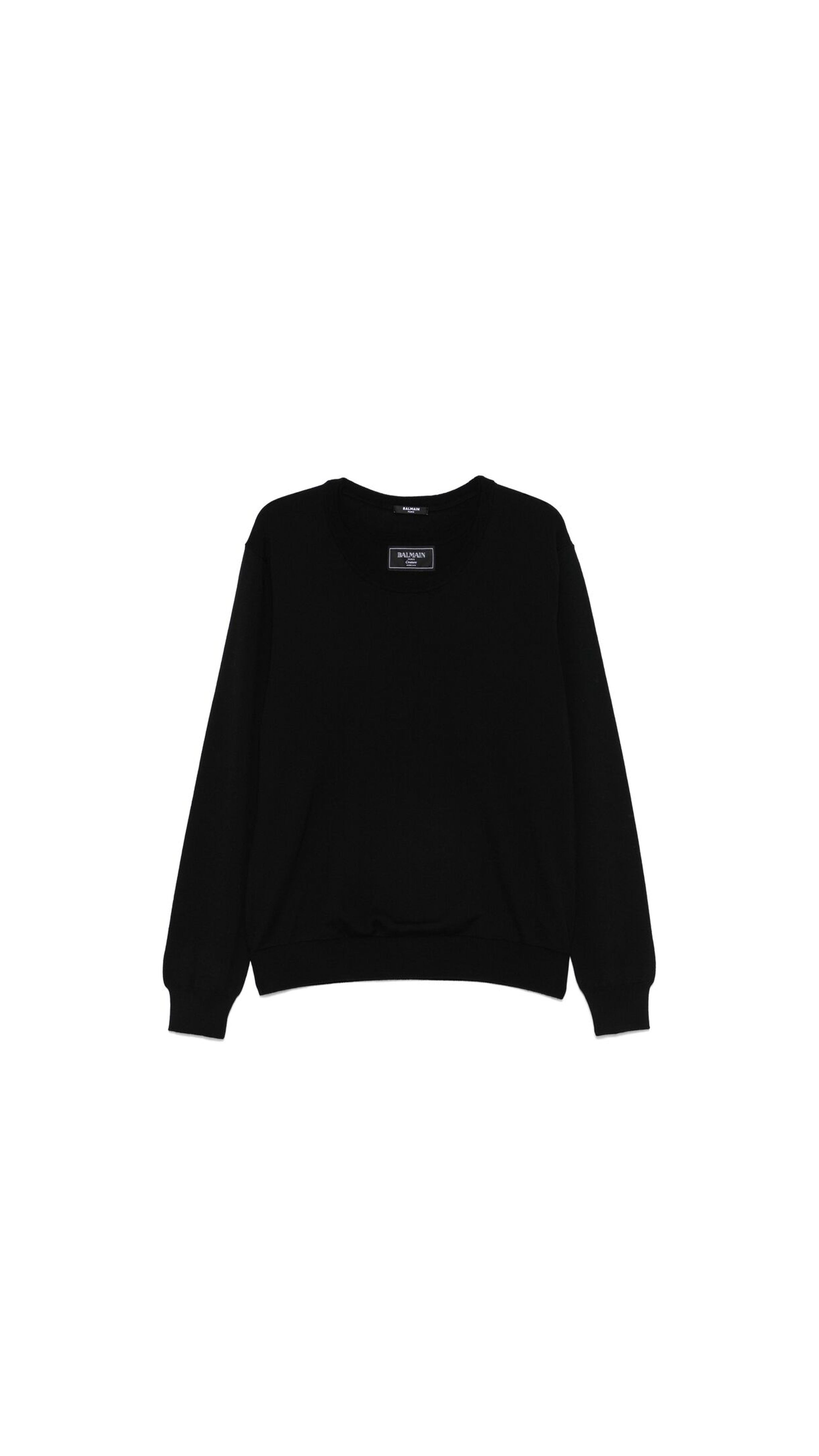 Knitted Double-collar Jumper - Black