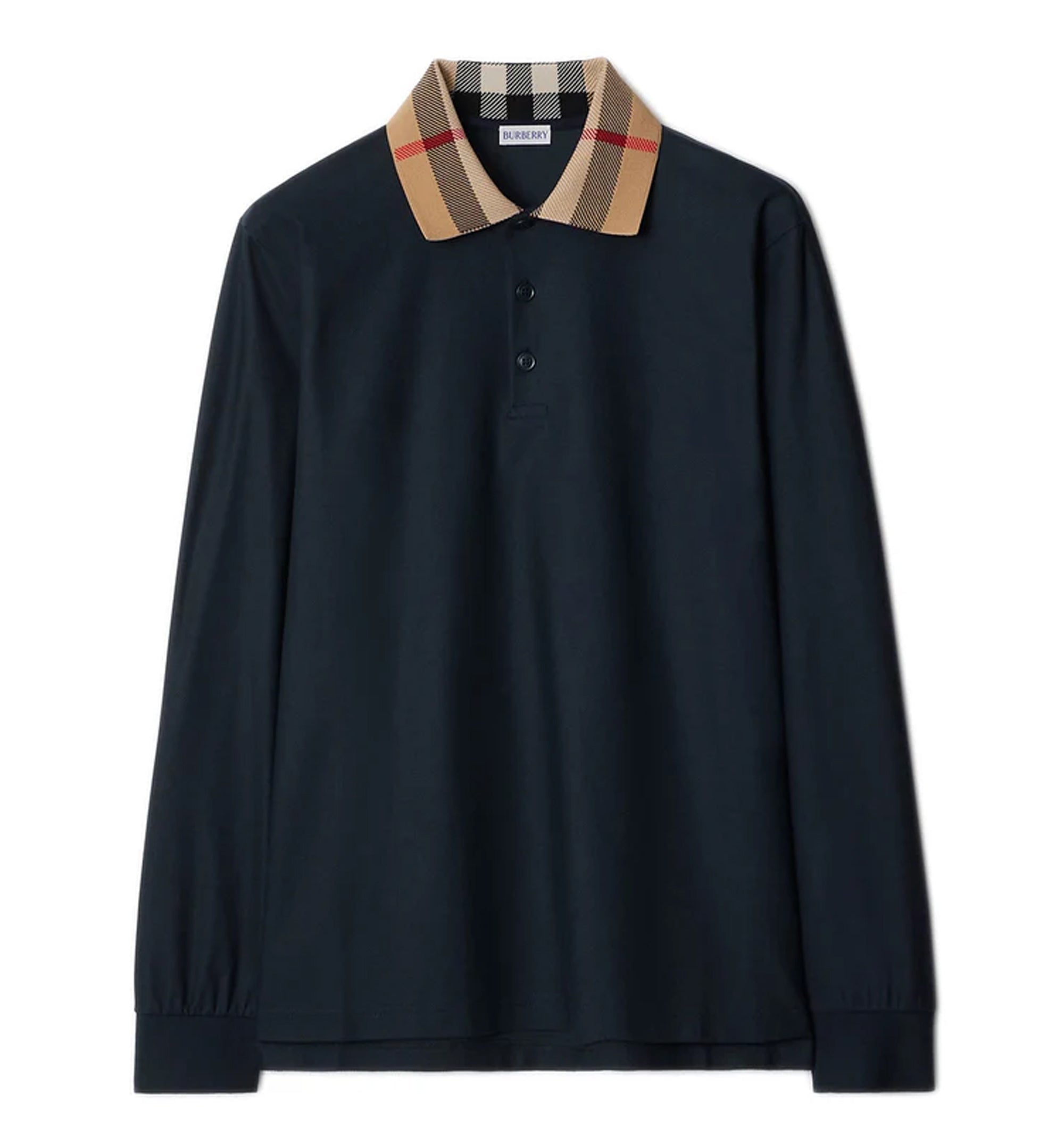 Check Collar Cotton Polo Shirt