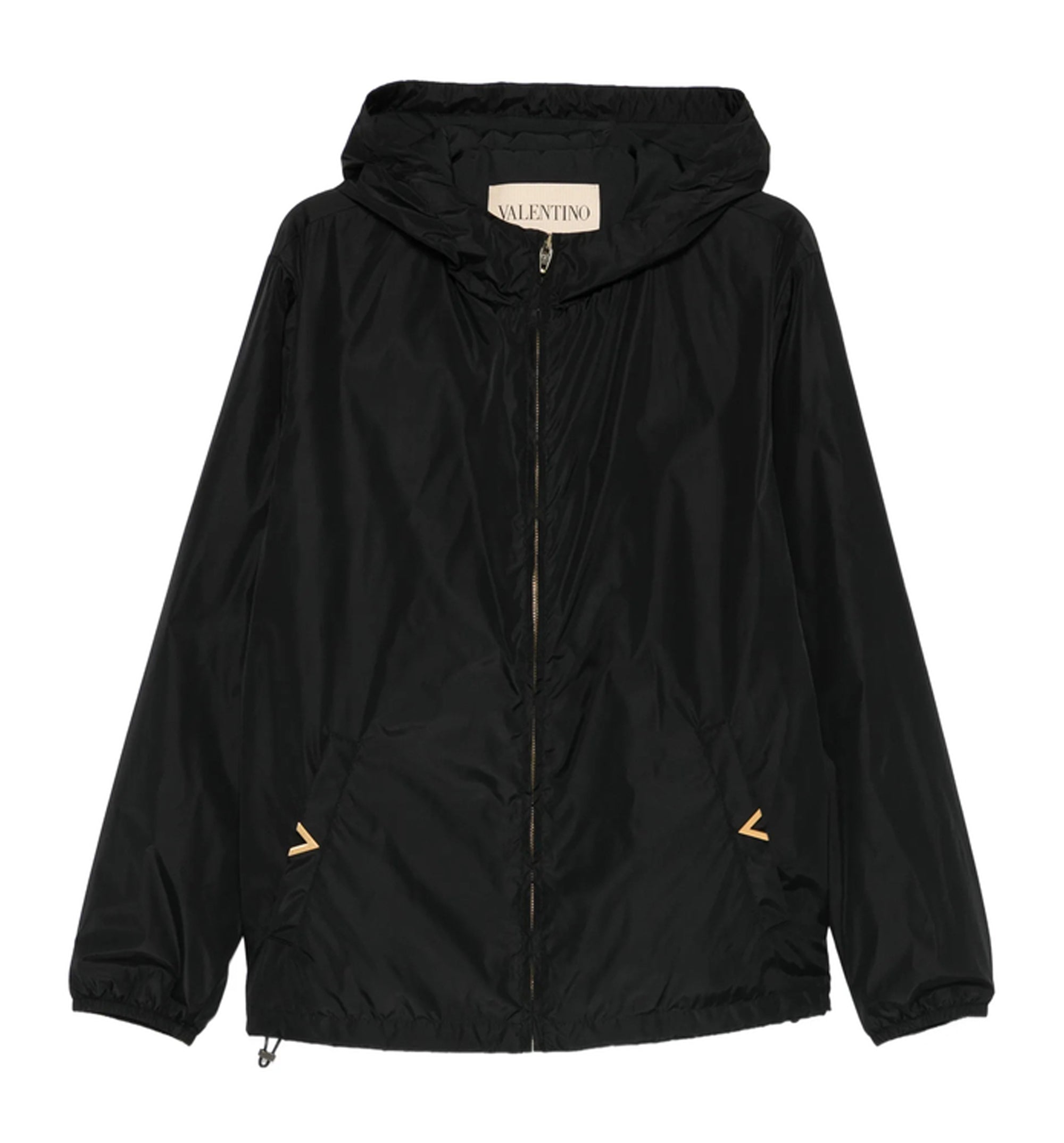 Hooded Nylon Windbreaker With VGold Detail