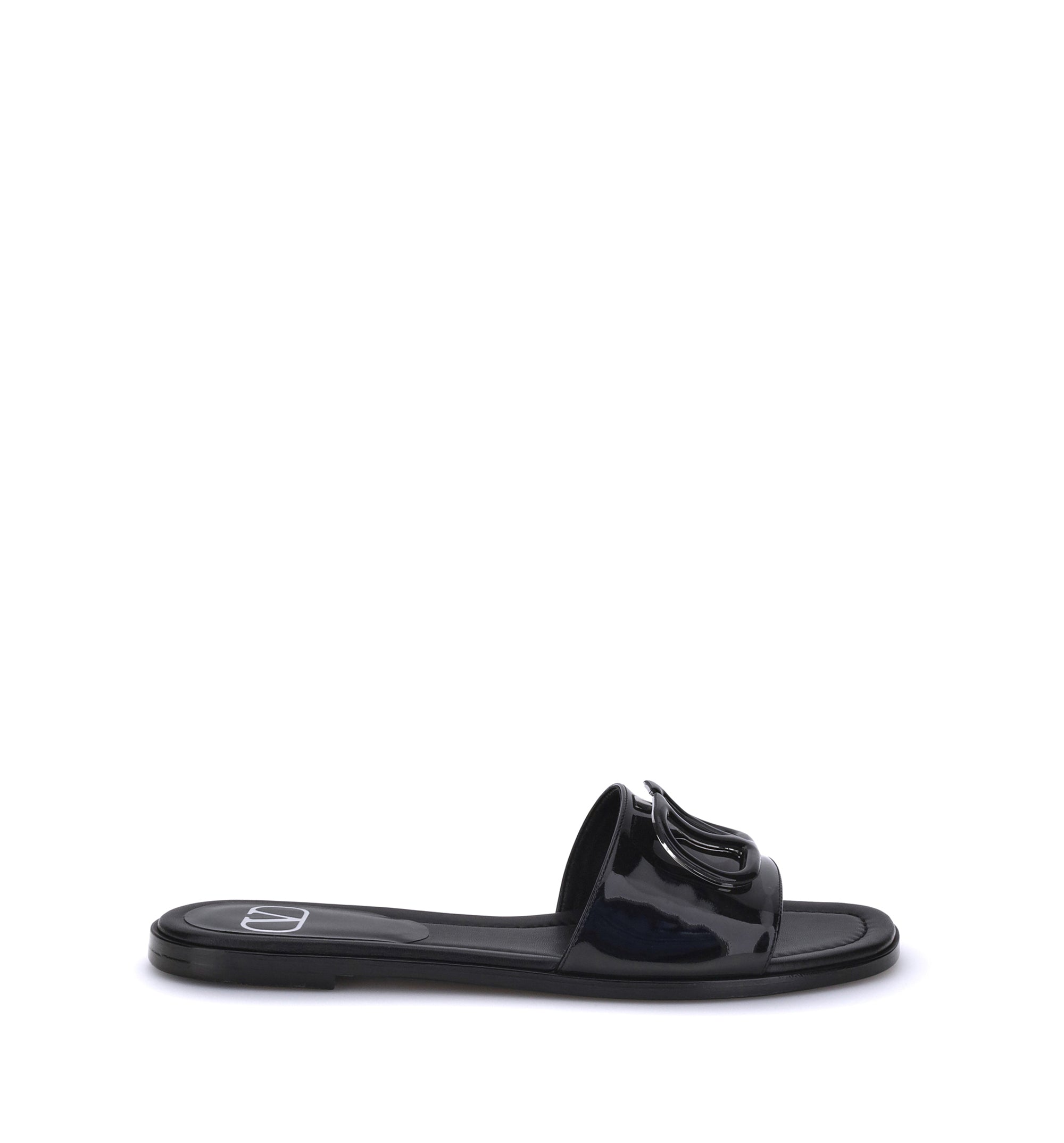 VLogo Signature Patent Leather Slide Sandals