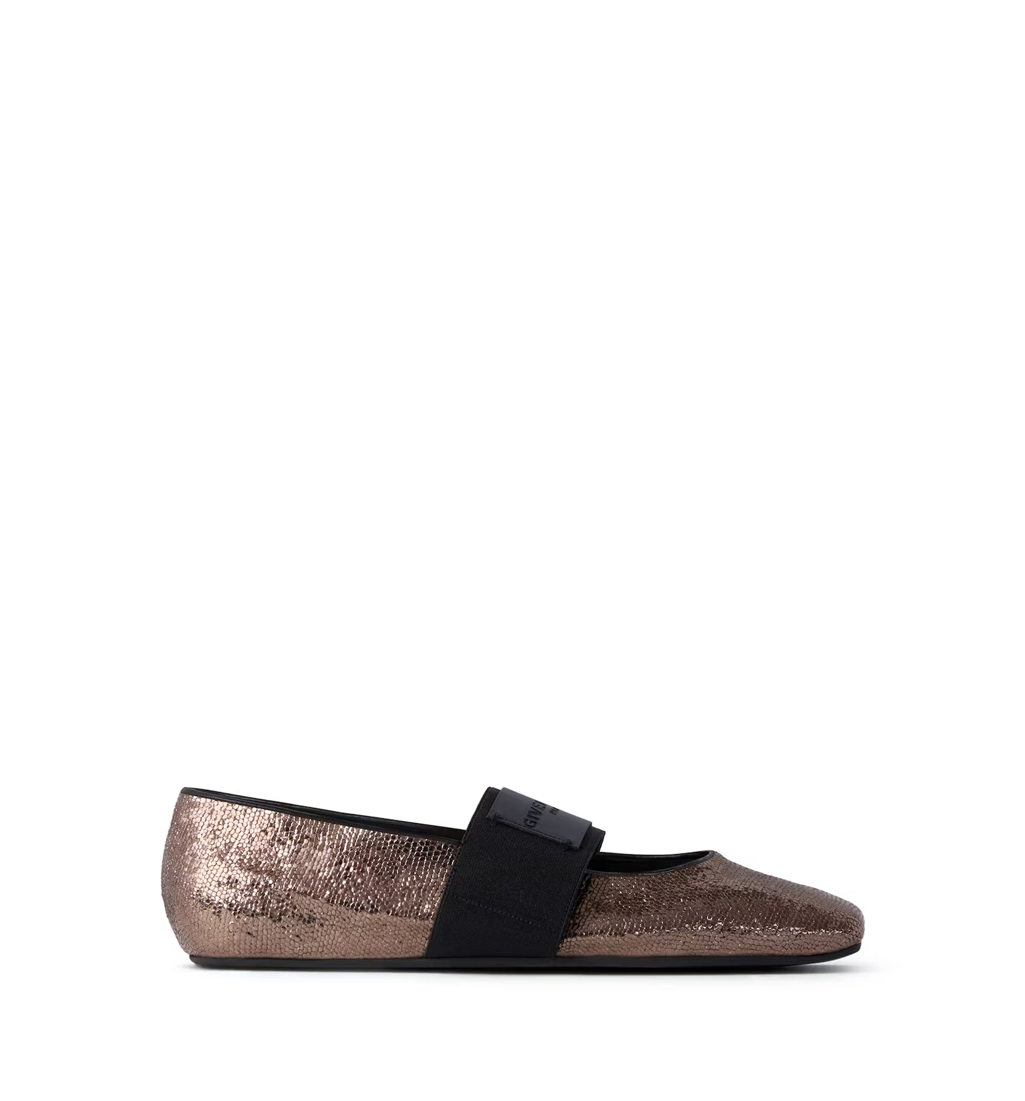 Sliced Square Ballerinas In Metallic Glitter Leather