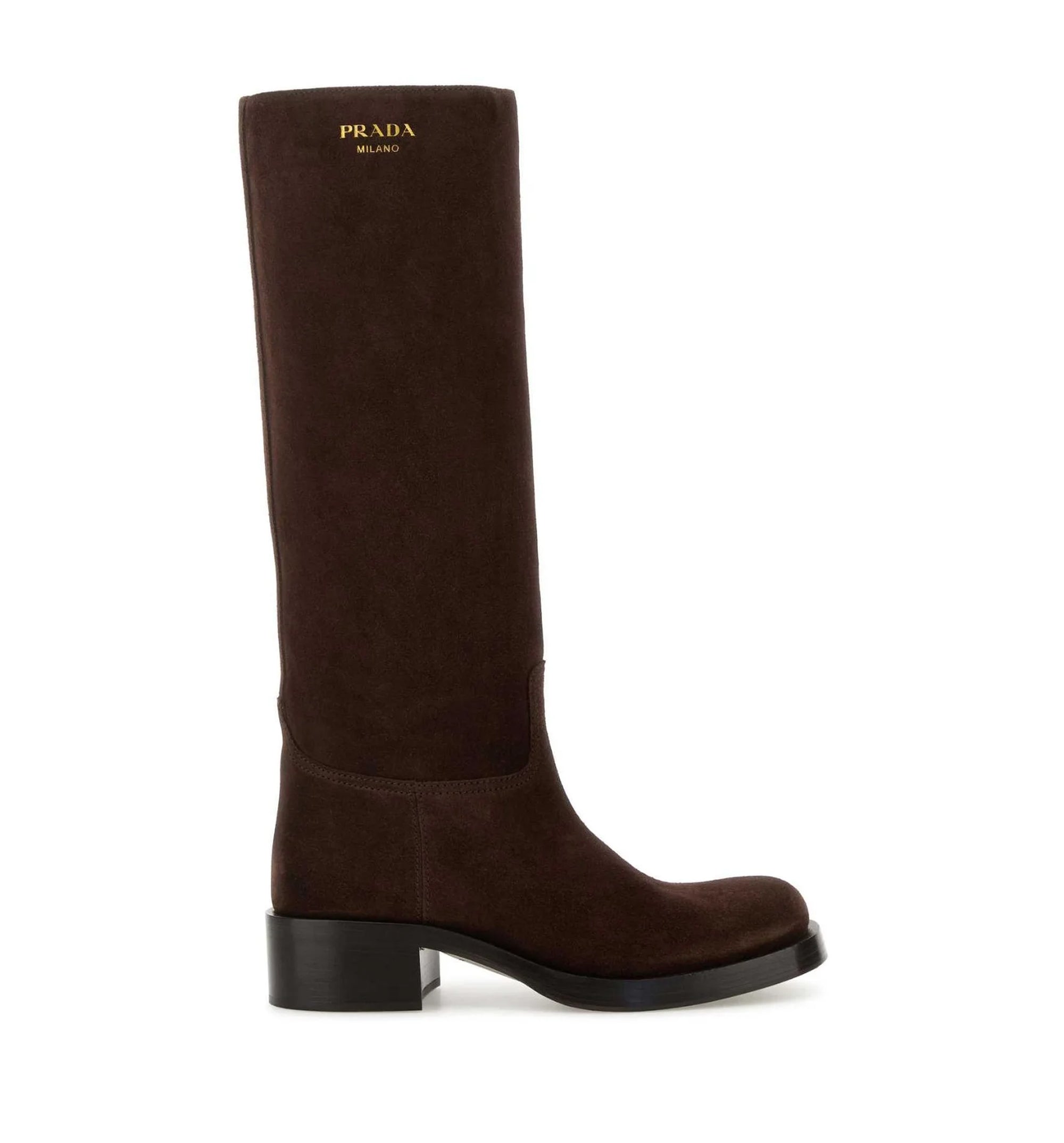 Round-Toe Knee-High Boots - Brown