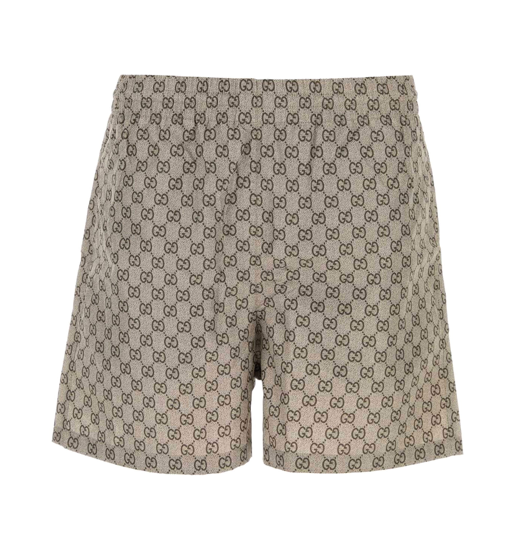 Printed polyester poplin swim shorts
