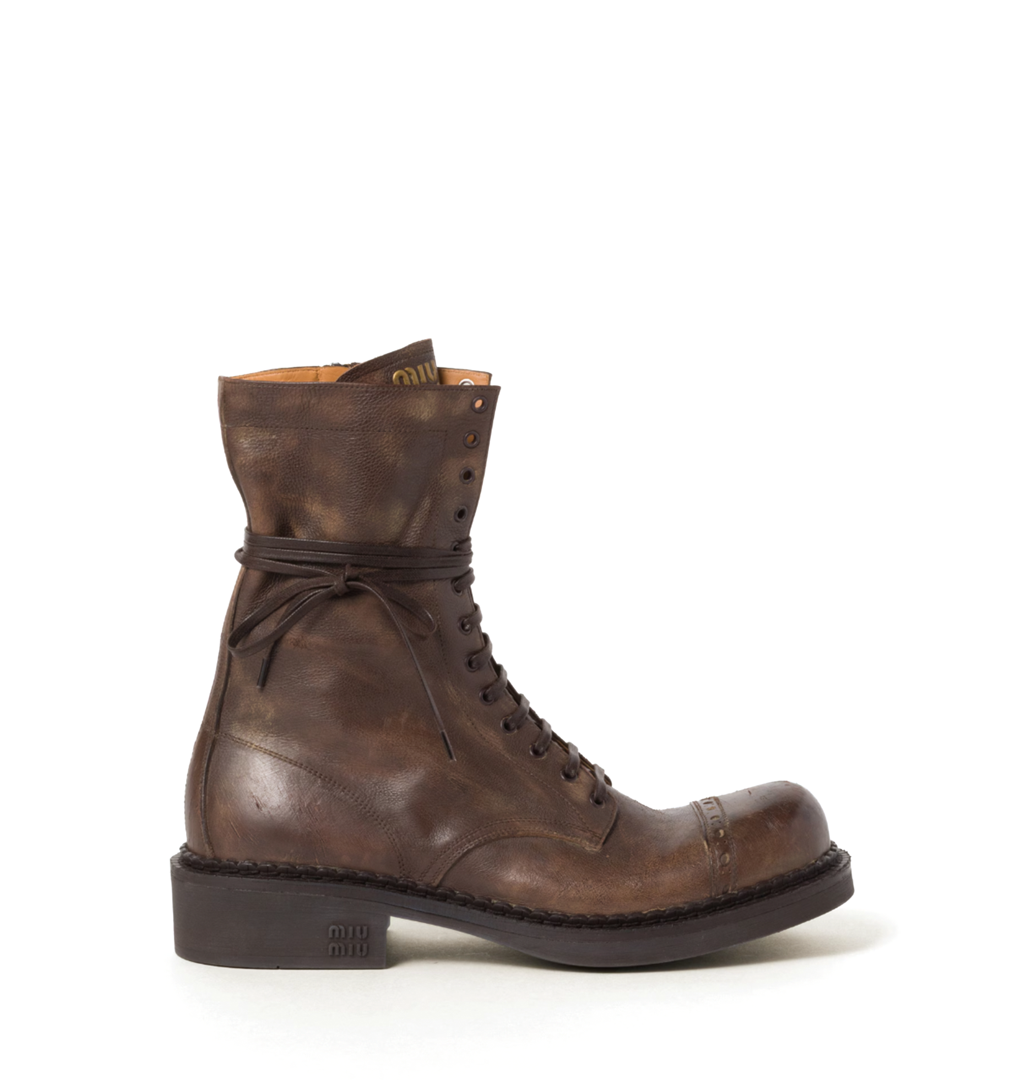 Leather laced booties