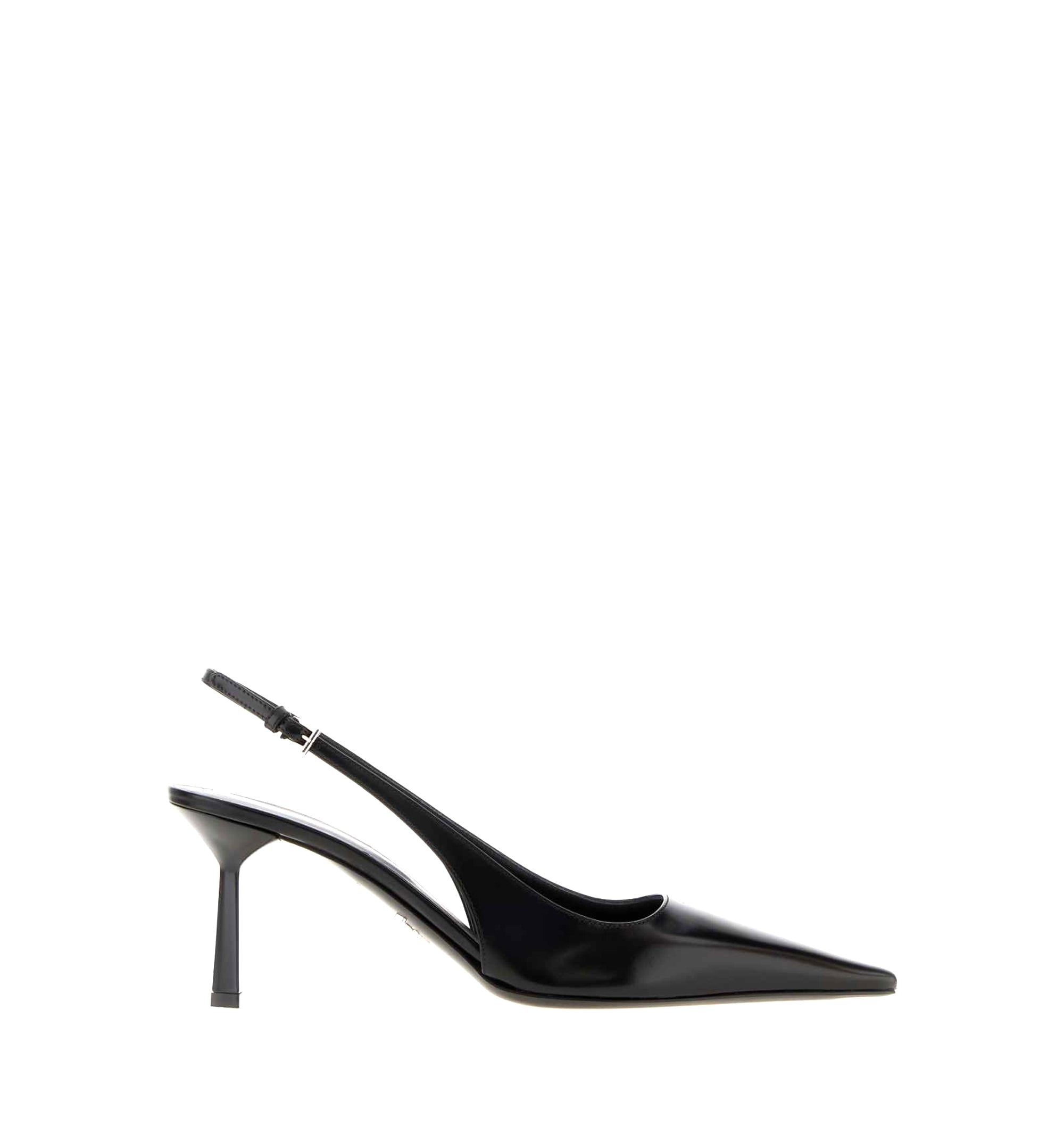 Brushed leather slingback pumps