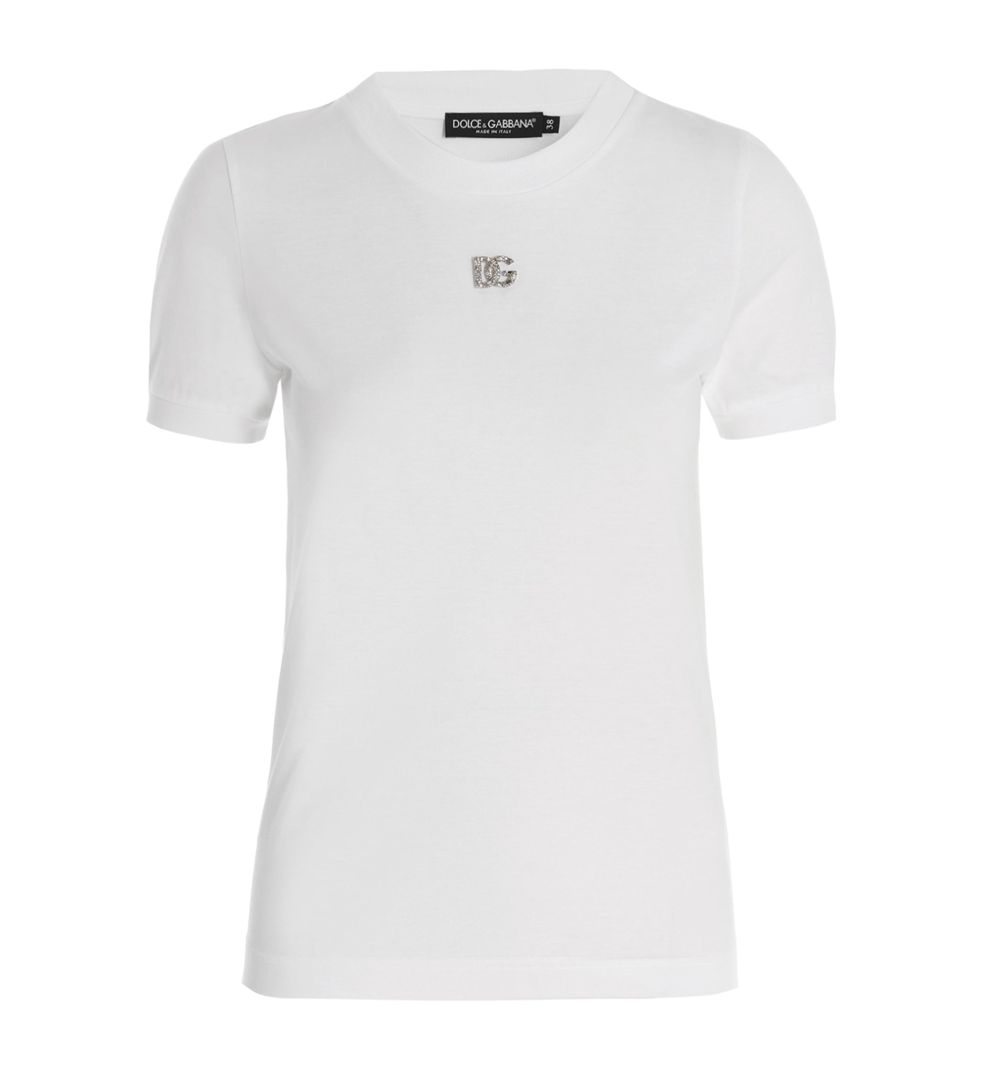 Cotton T-Shirt With Crystal DG Logo