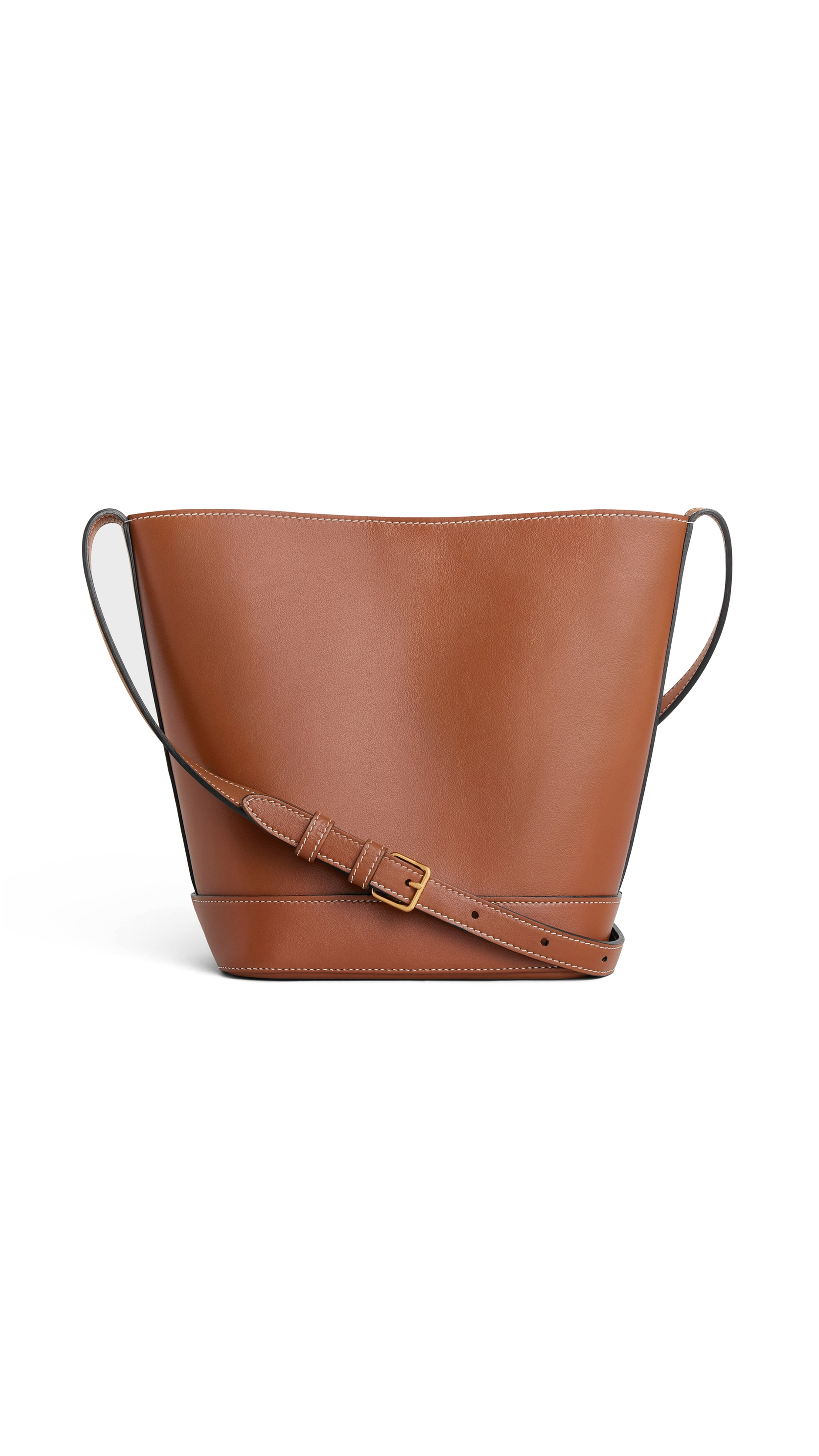 Small Triomphe Bucket Bag in Smooth Calfskin - Tan