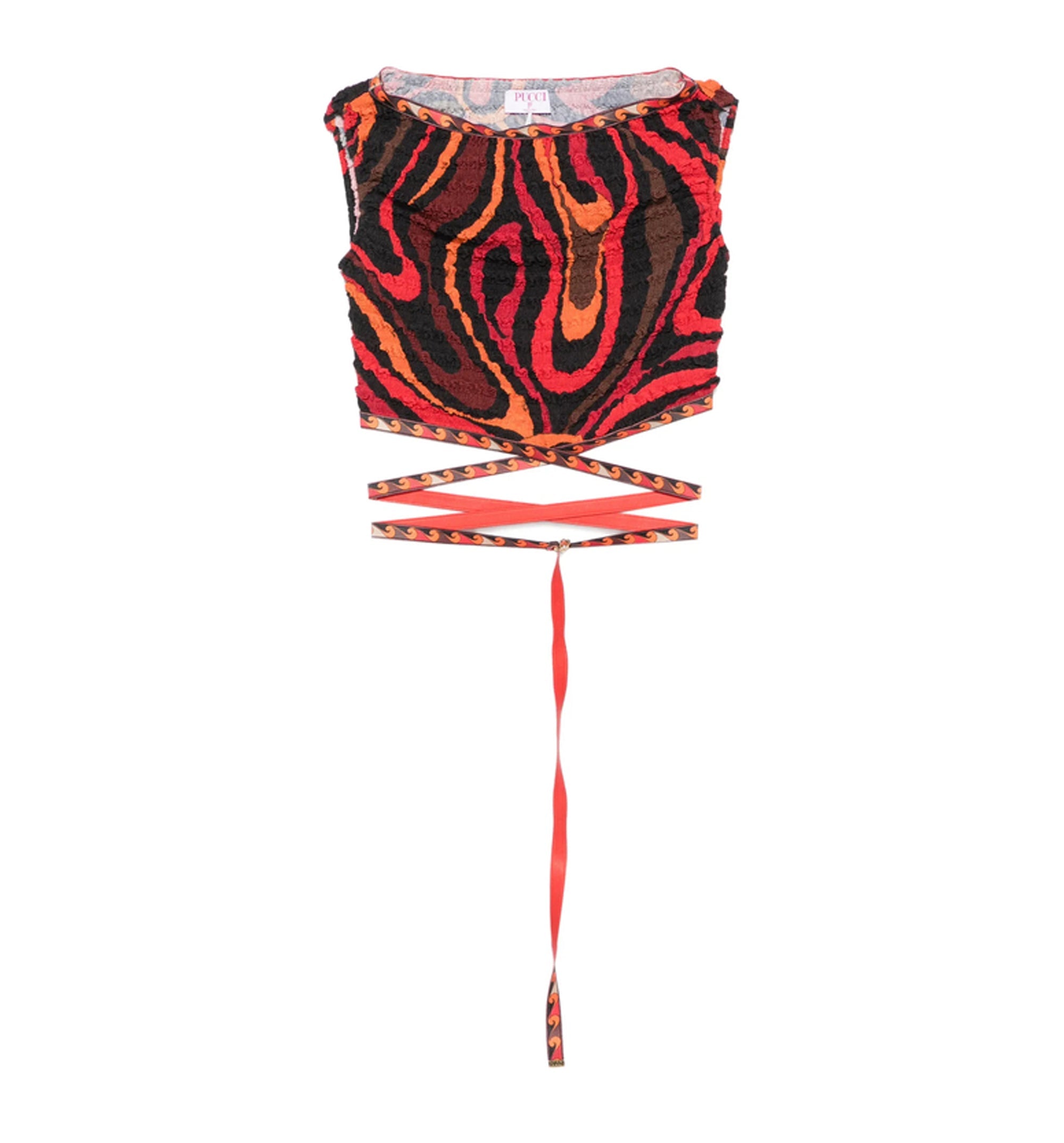 Marmo Print Shibori Laced Top