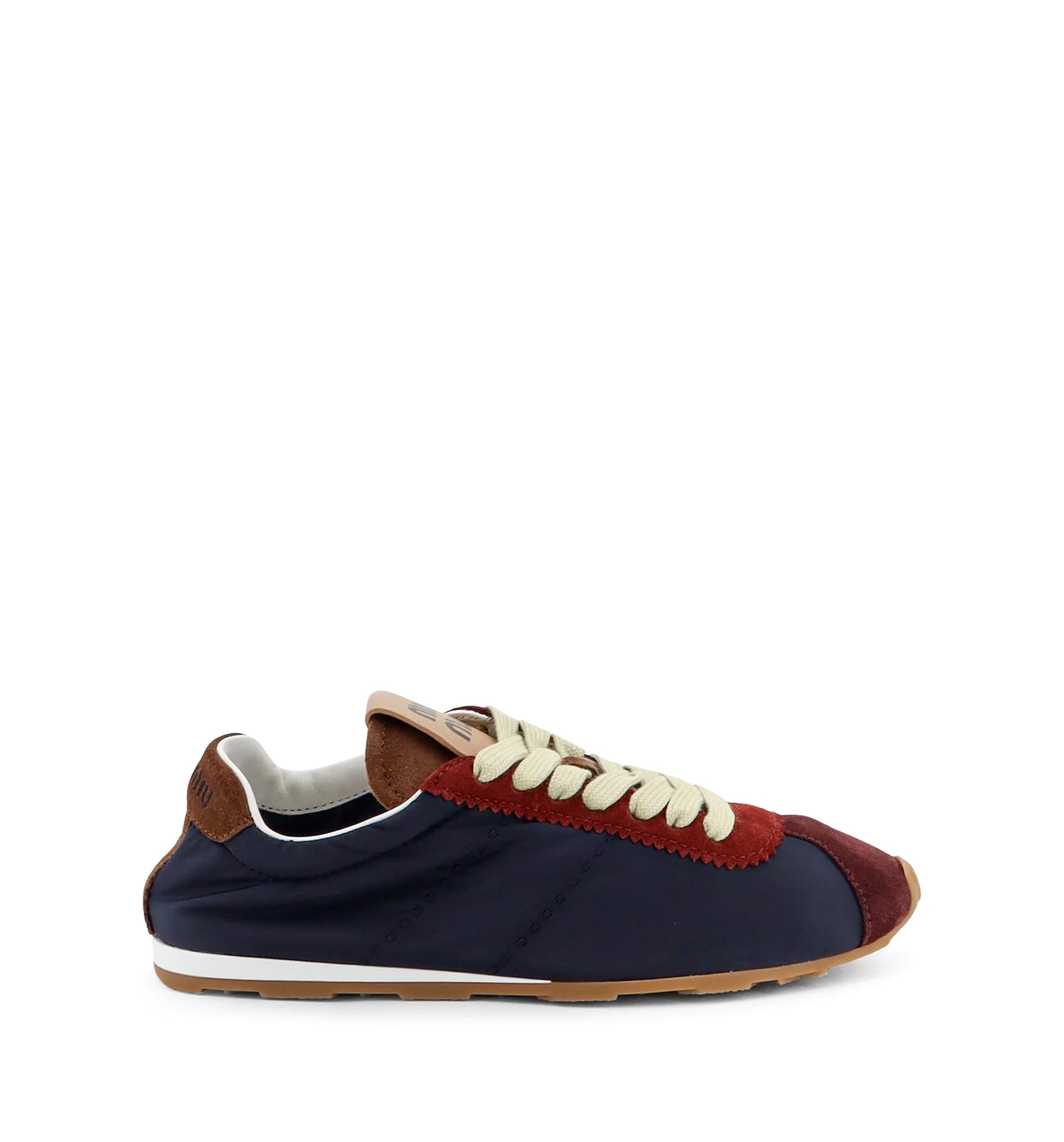Nylon sneakers with suede inserts