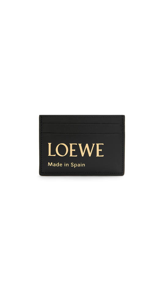 Embossed Loewe Plain Cardholder In Shiny Nappa Calfskin - Black