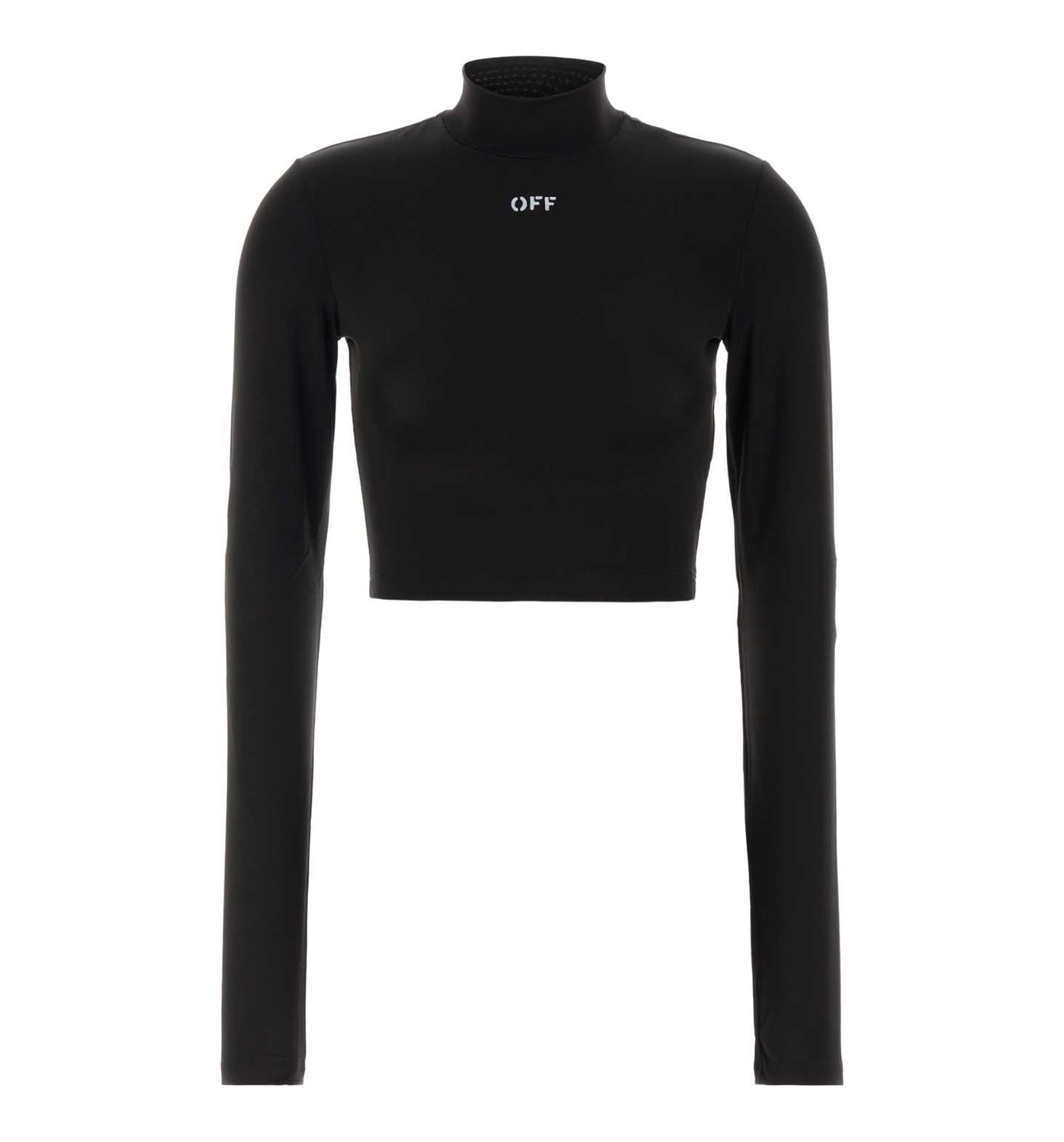 Stretch jersey cropped top long sleeves