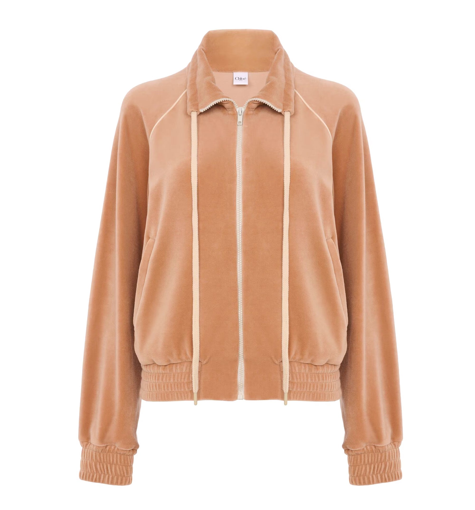 High-neck logo tracksuit jacket in velvet