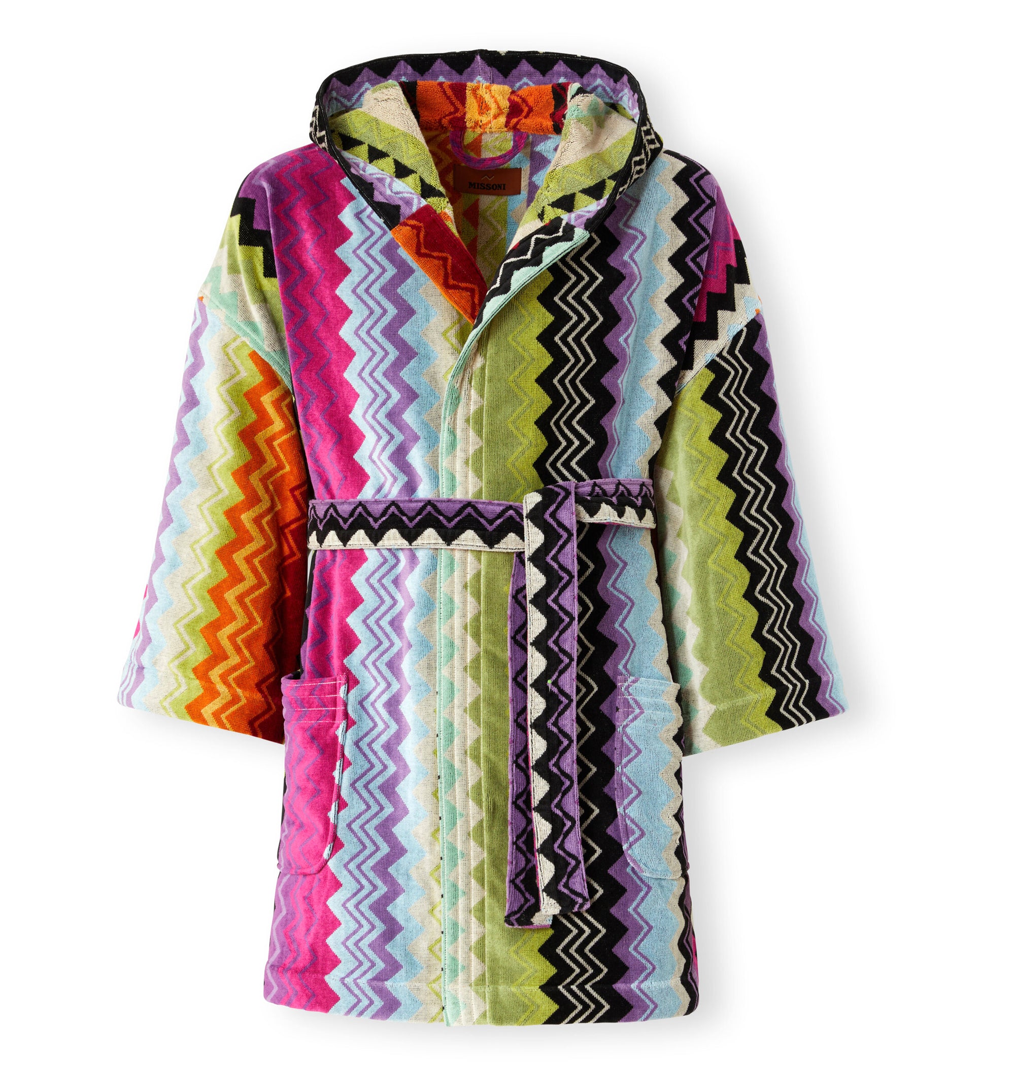 Giacomo Bathrobe in Cotton Terry With Zigzag Pattern