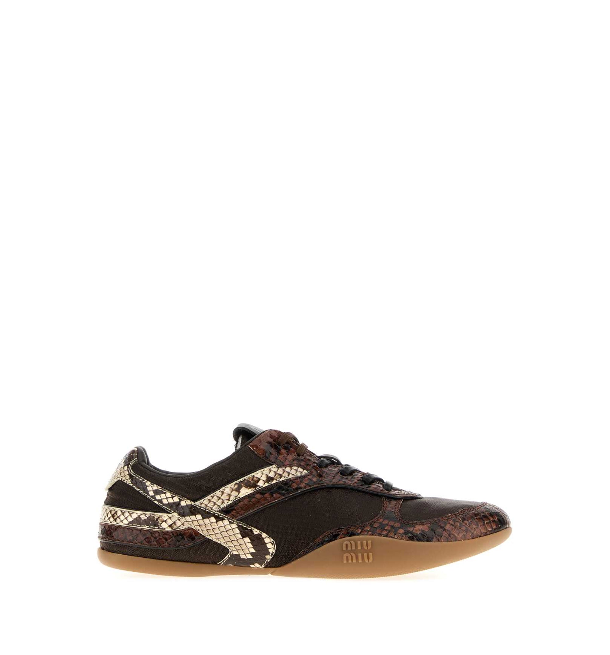Gymnasium Technical Fabric And Python-print Ayers Leather Sneakers