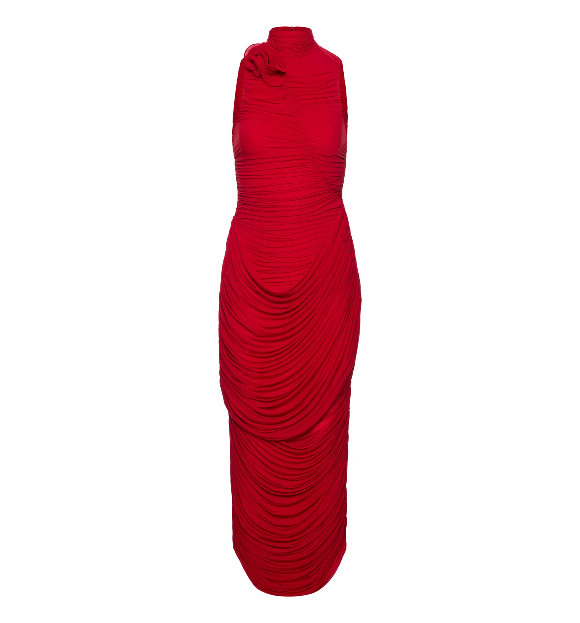 High-Neck Draped Maxi Dress