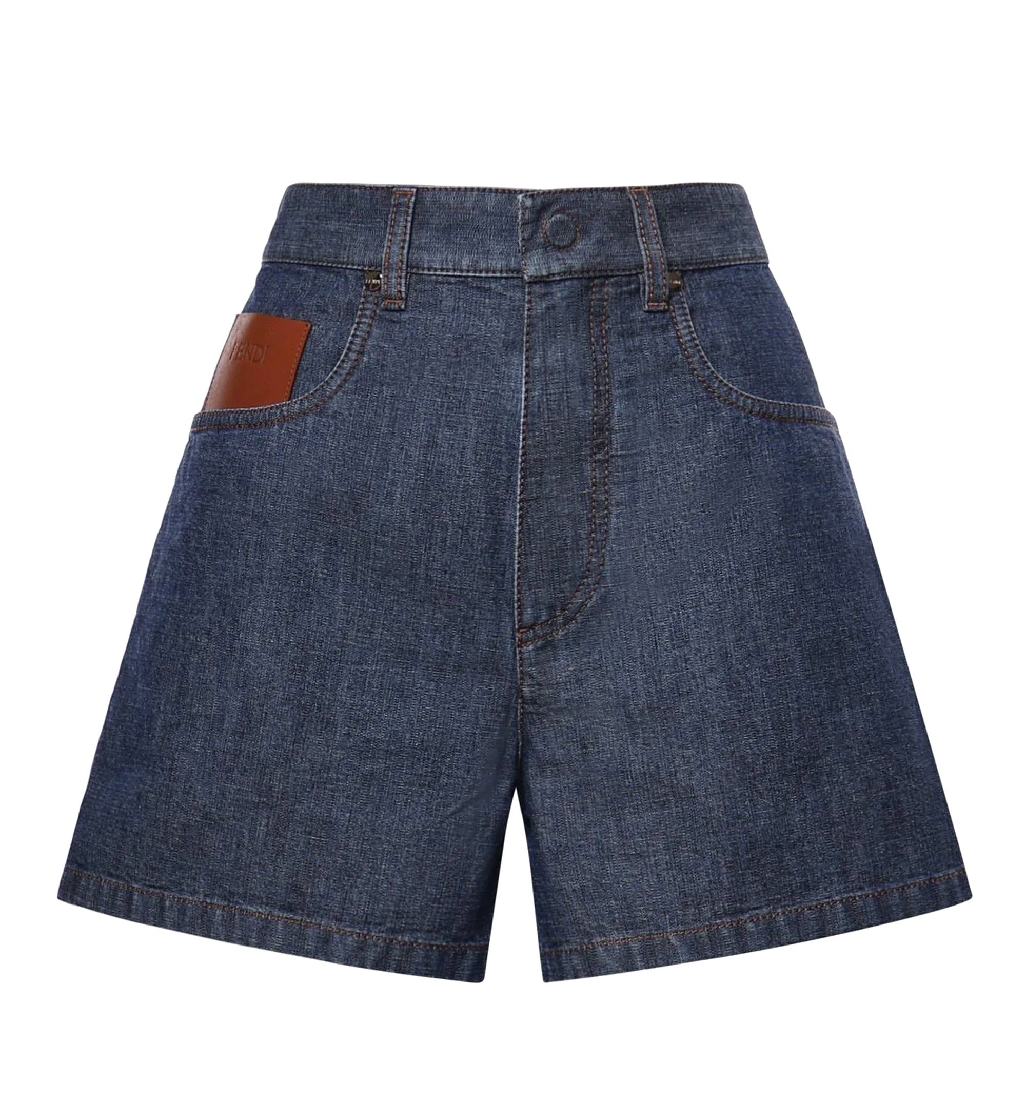 Logo-patch denim shorts