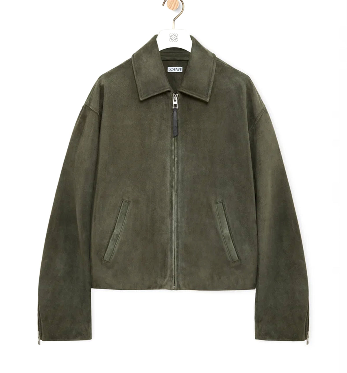Zip-up jacket in suede lambskin