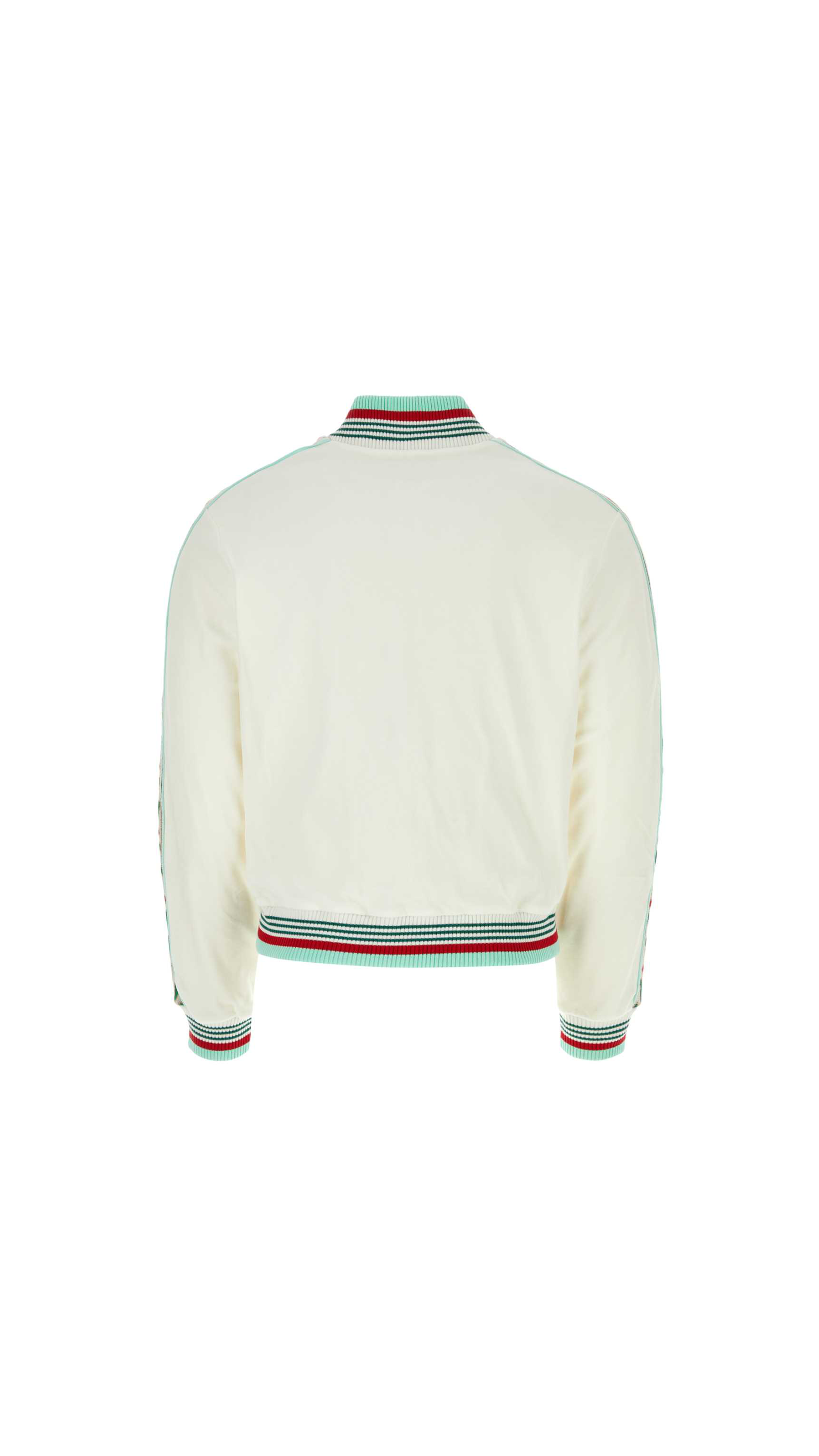 Bomber Jacket with Stripes - White/Aqua