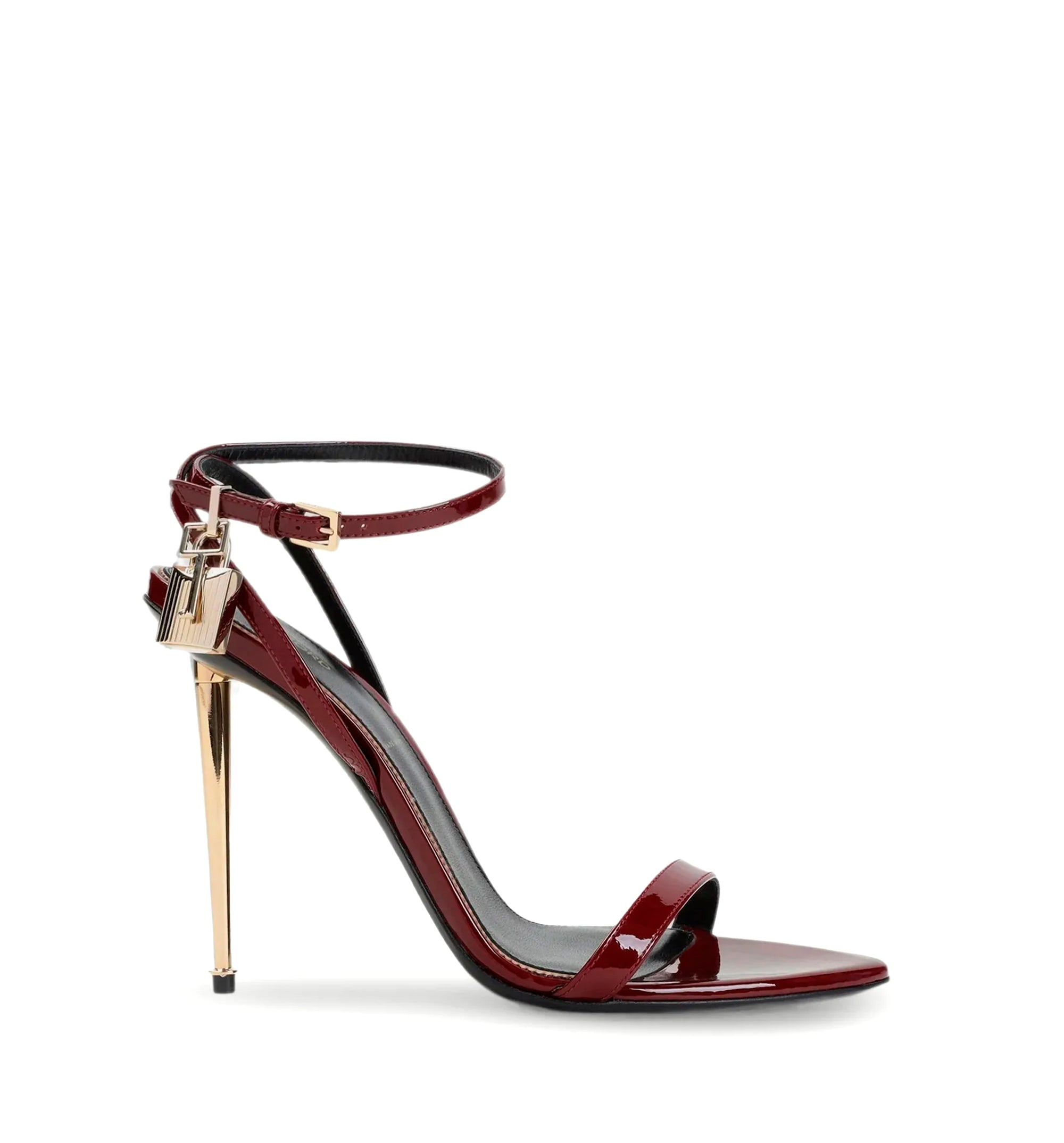 Shiny Leather Padlock Pointy Naked Sandal
