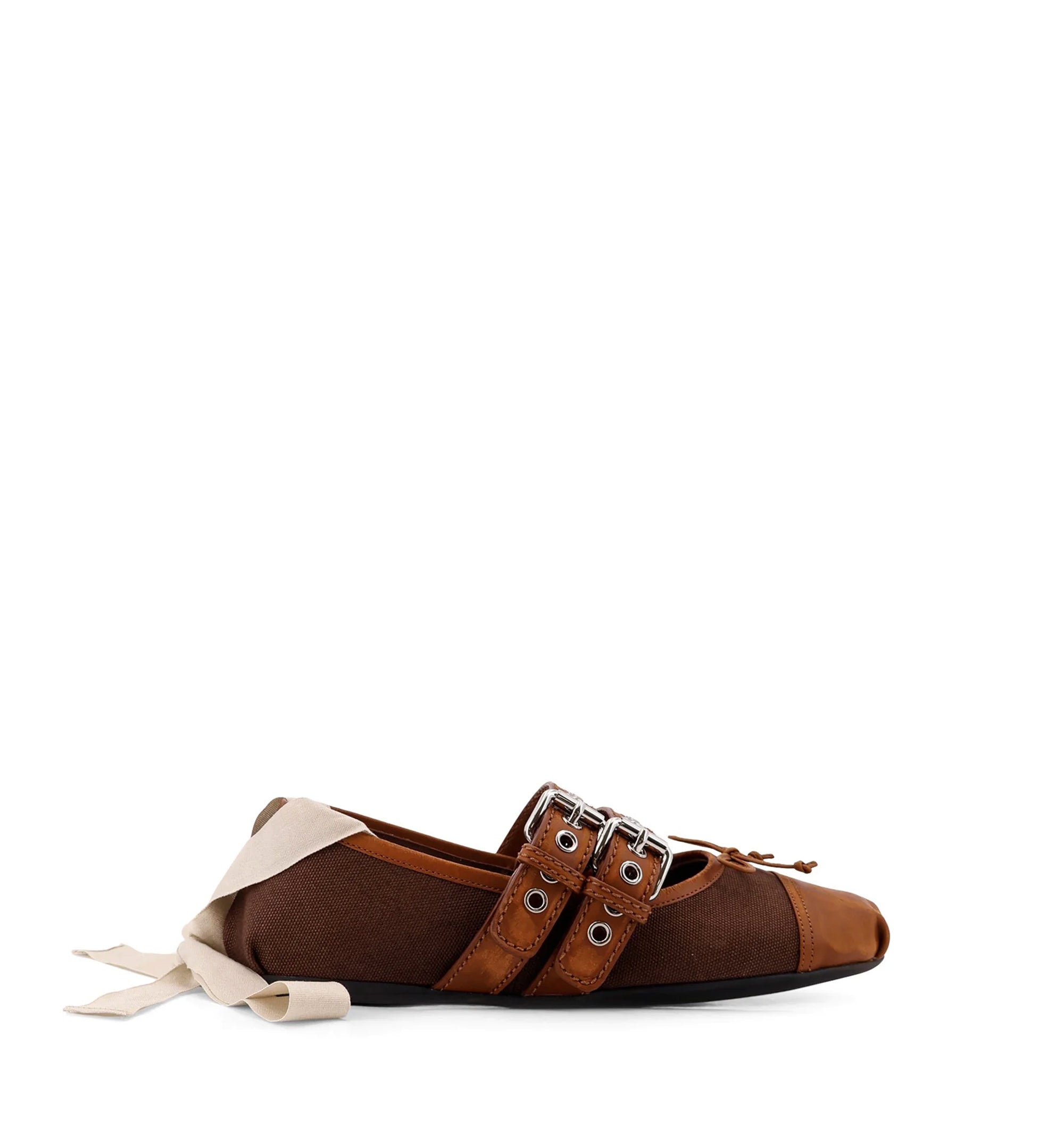 Canvas and Leather Ballerinas