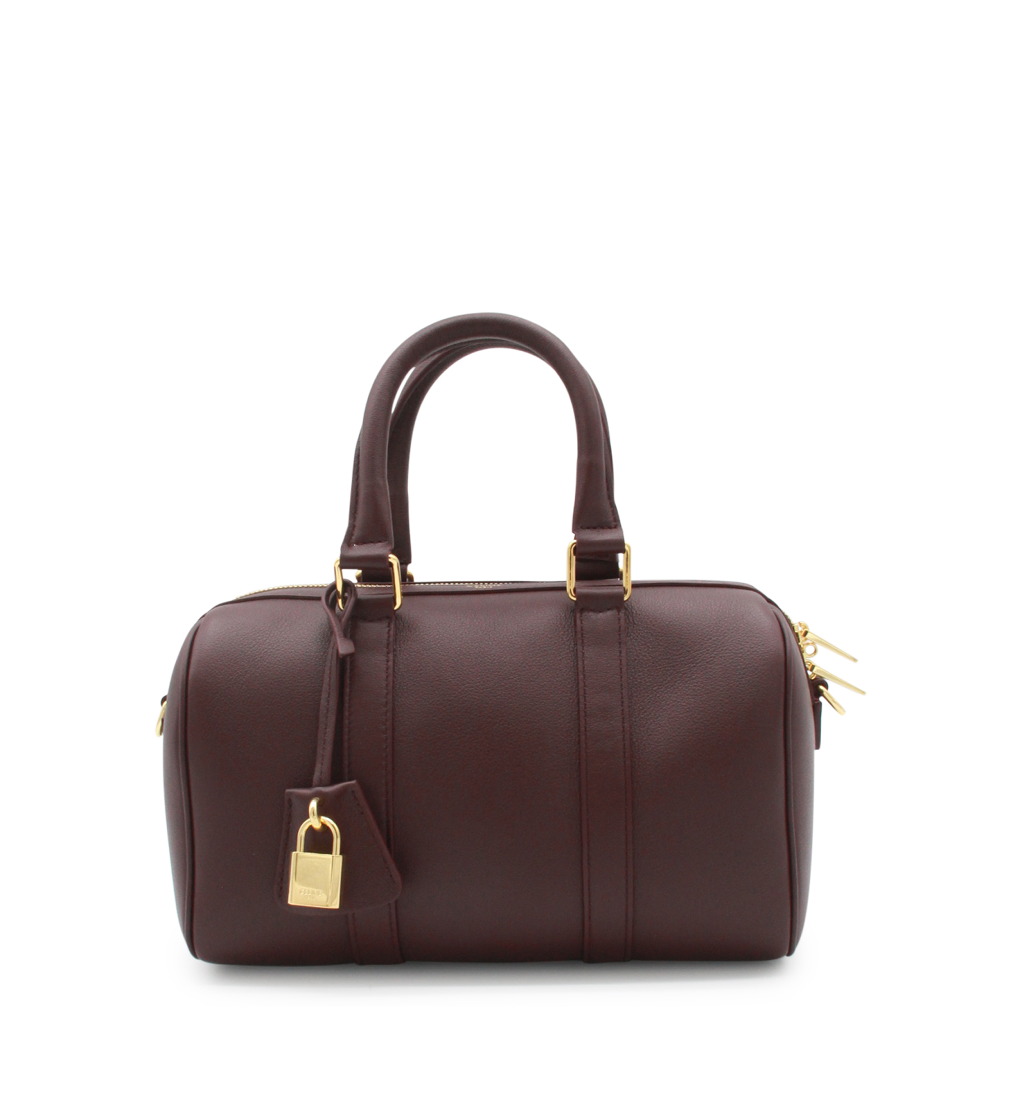 Medium Boston Bag in Supple Grained Calfskin - Deep Burgundy