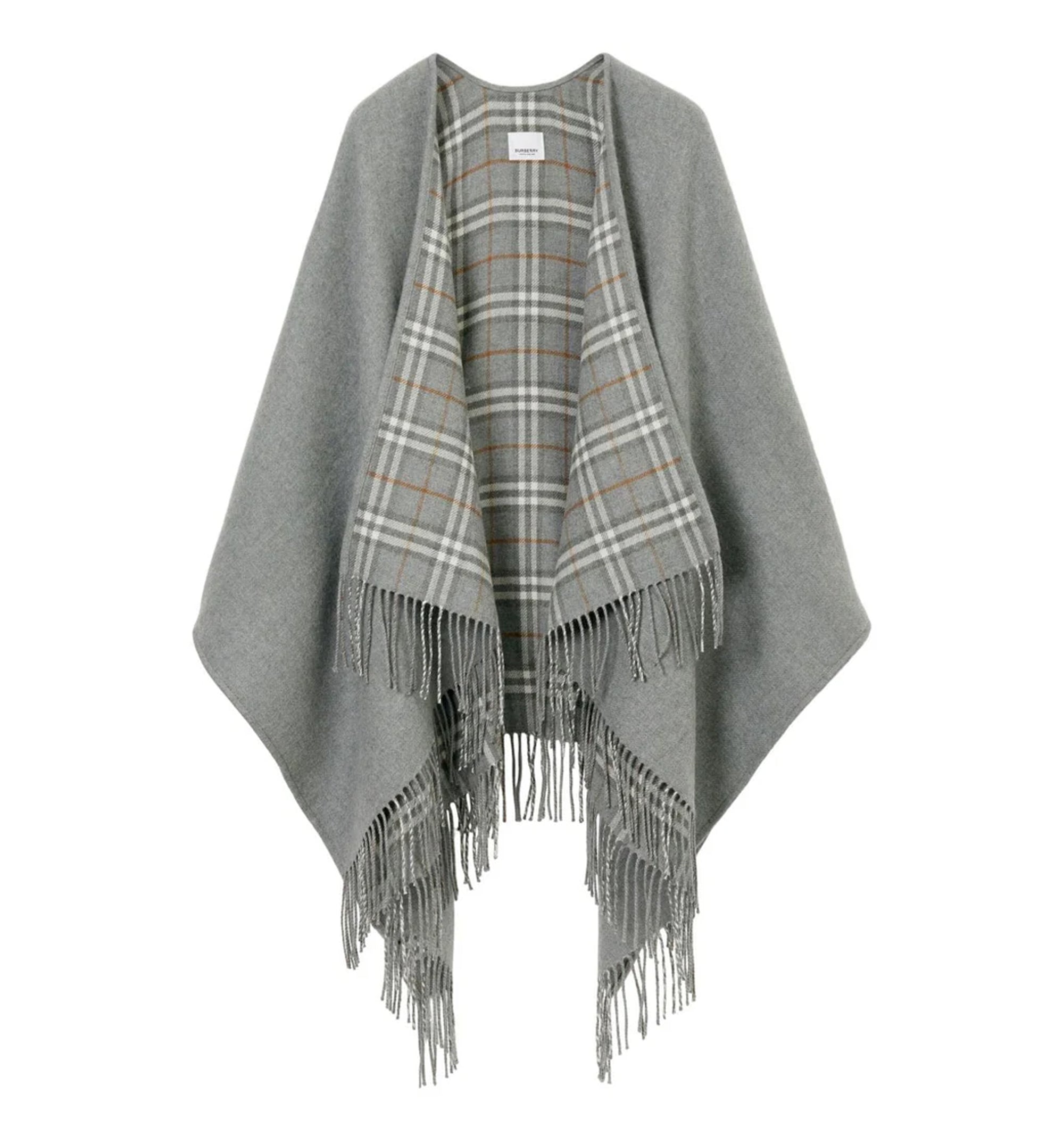 Check Wool Reversible Cape