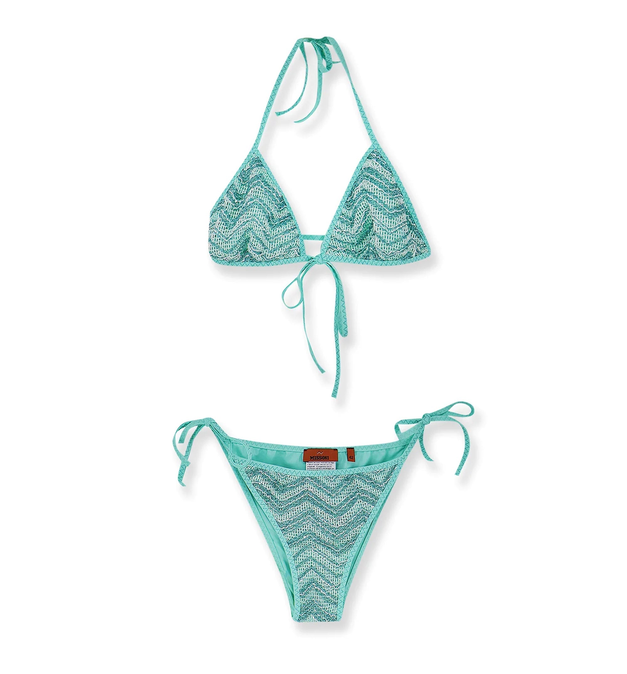 Triangle Mesh Bikini With Zigzag Pattern And Sequins