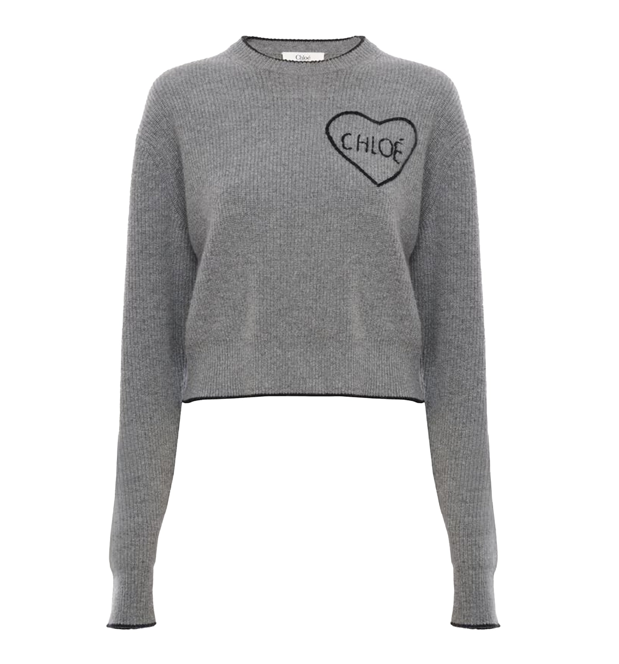 Cropped Fitted Logo Sweater In A Wool Knit