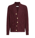 Cashmere Feather yarn cable knit cardigan with metal buttons