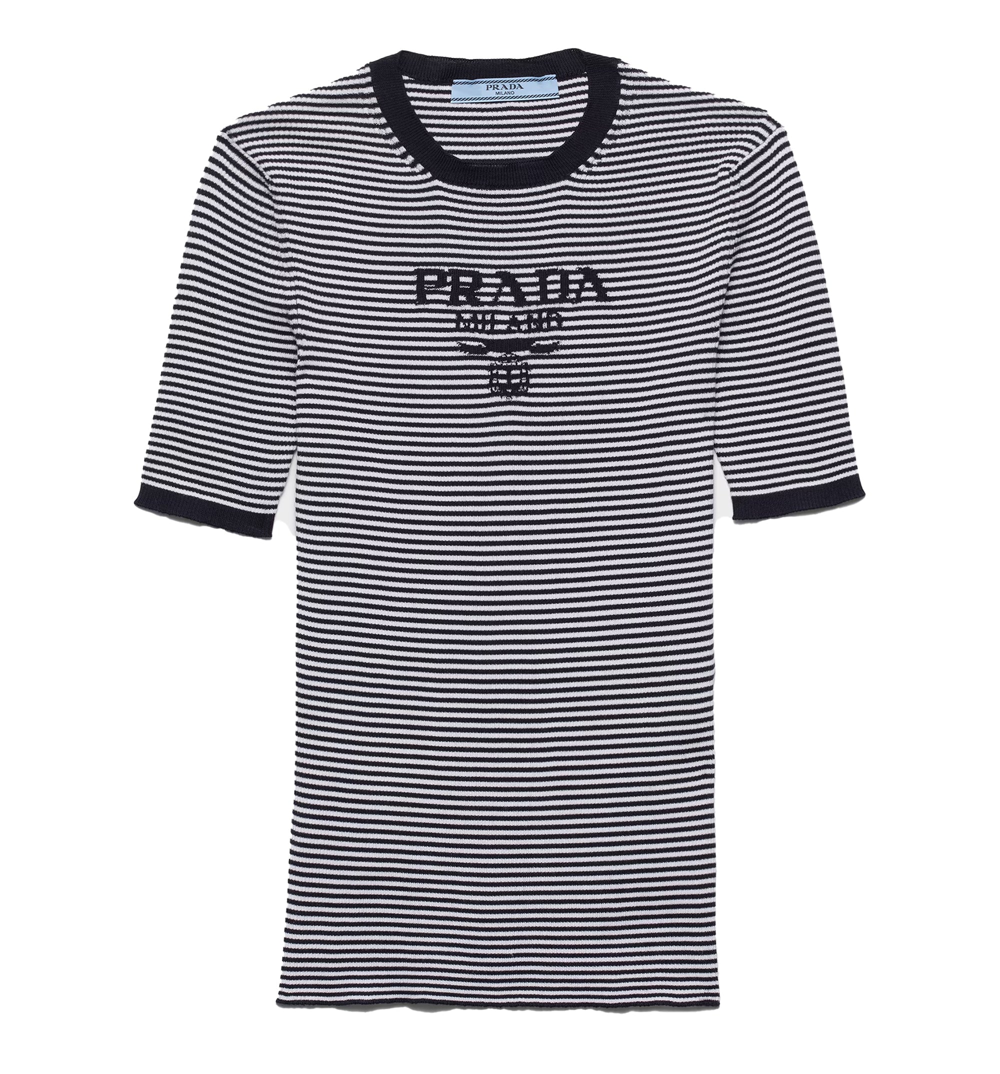 Striped Silk T-Shirt With Embroidery
