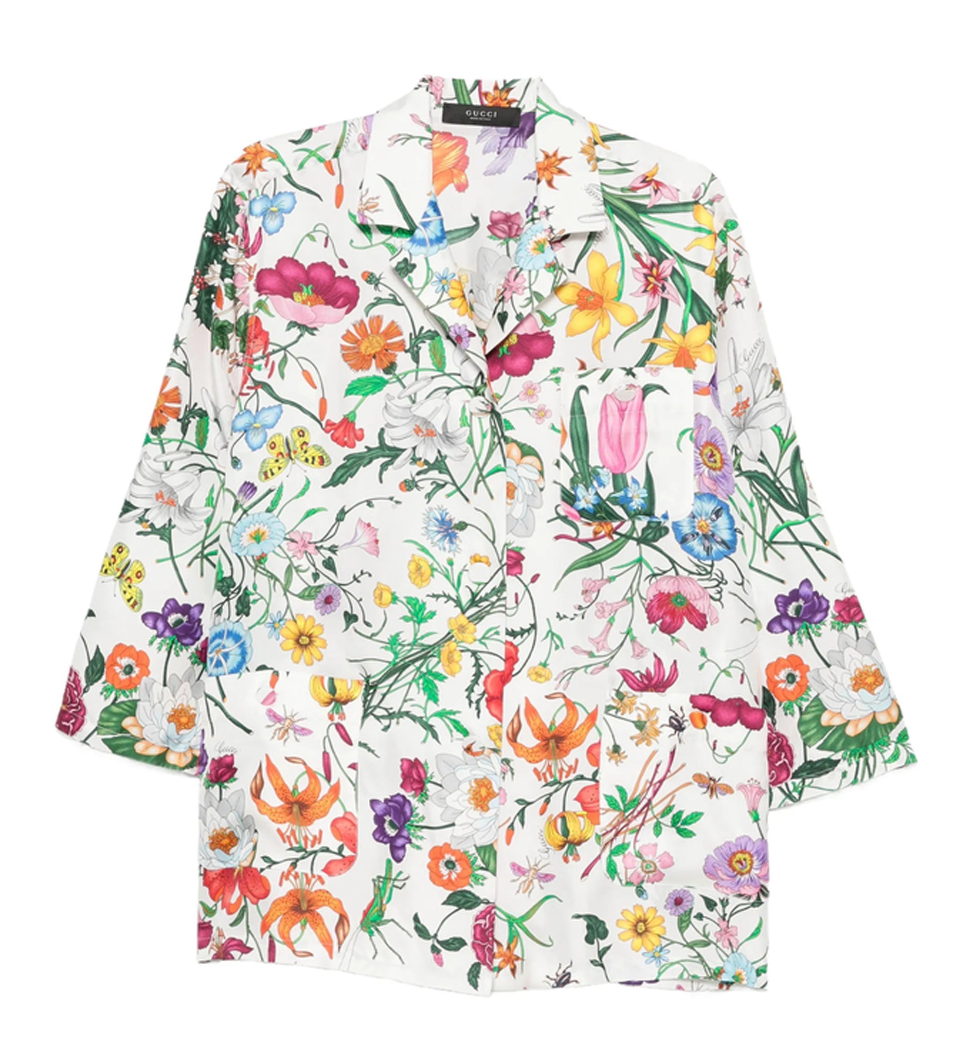 Printed silk twill shirt