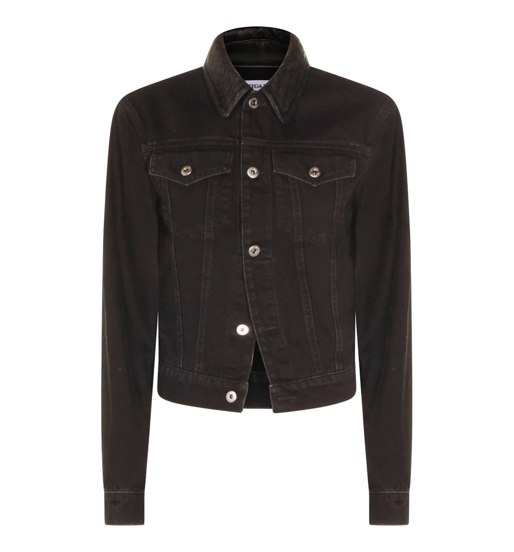 Denim Jacket With Intrecciato Collar