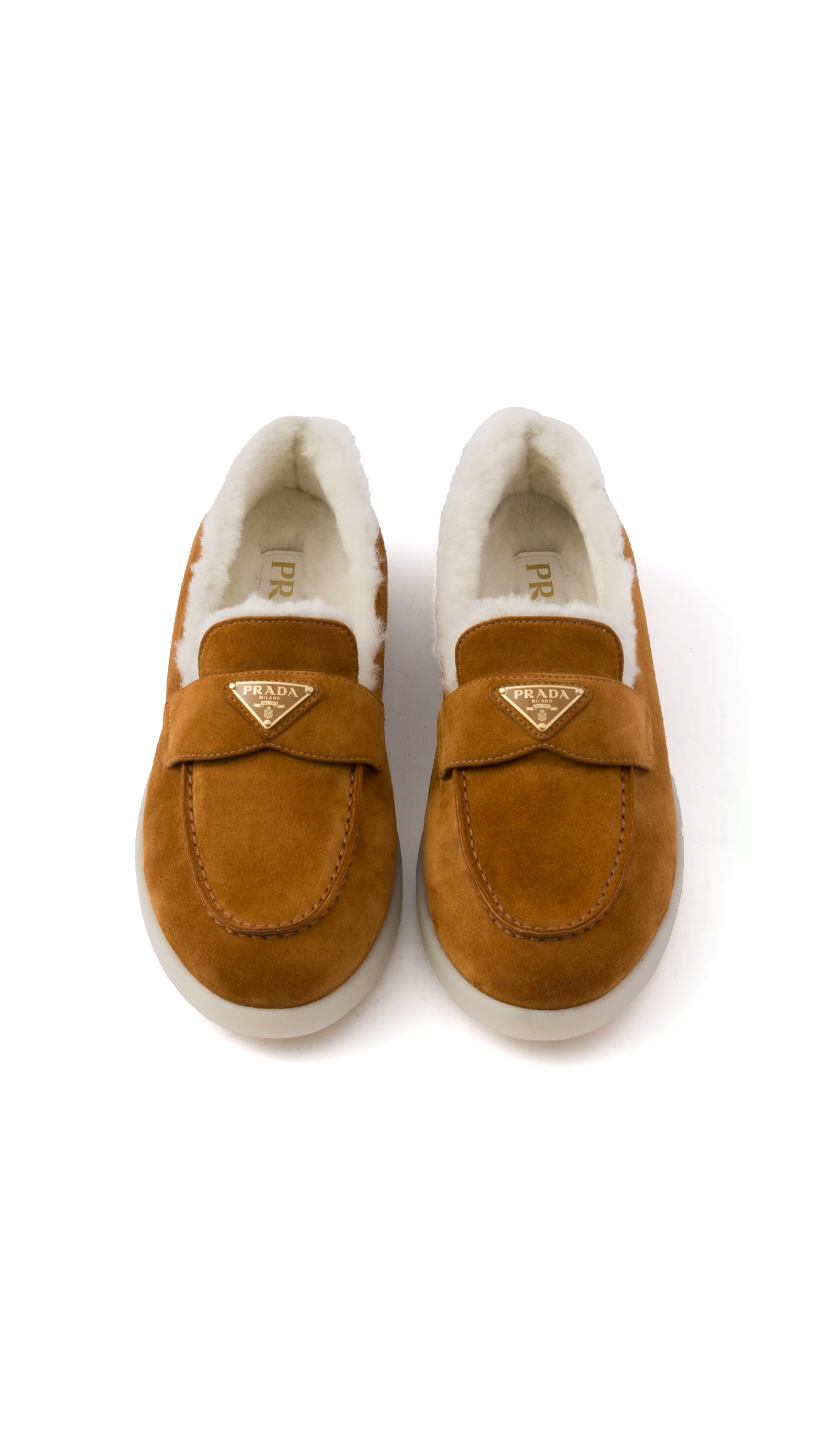 Suede and Shearling Loafer - Cognac