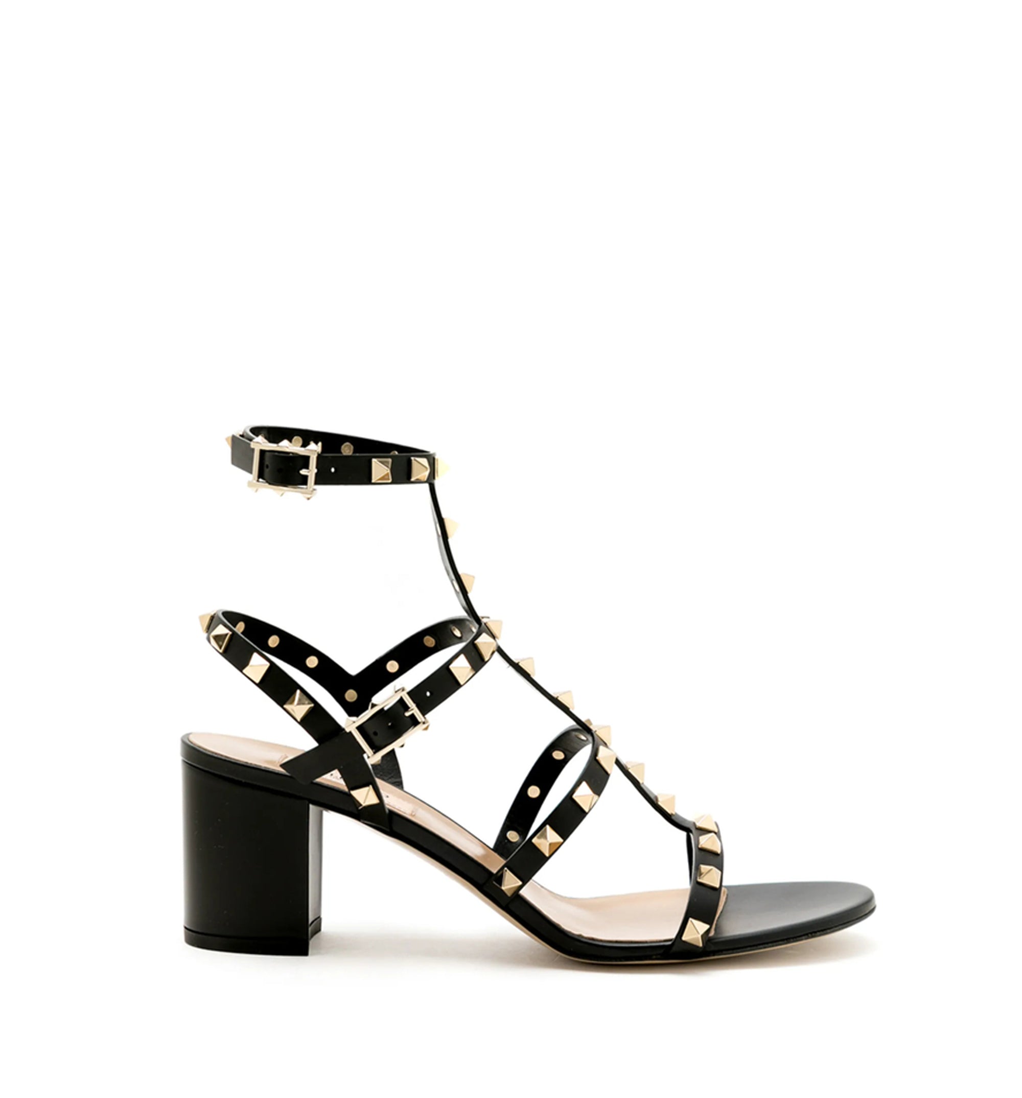 Rockstud Calfskin Ankle Strap Sandal 60 Mm