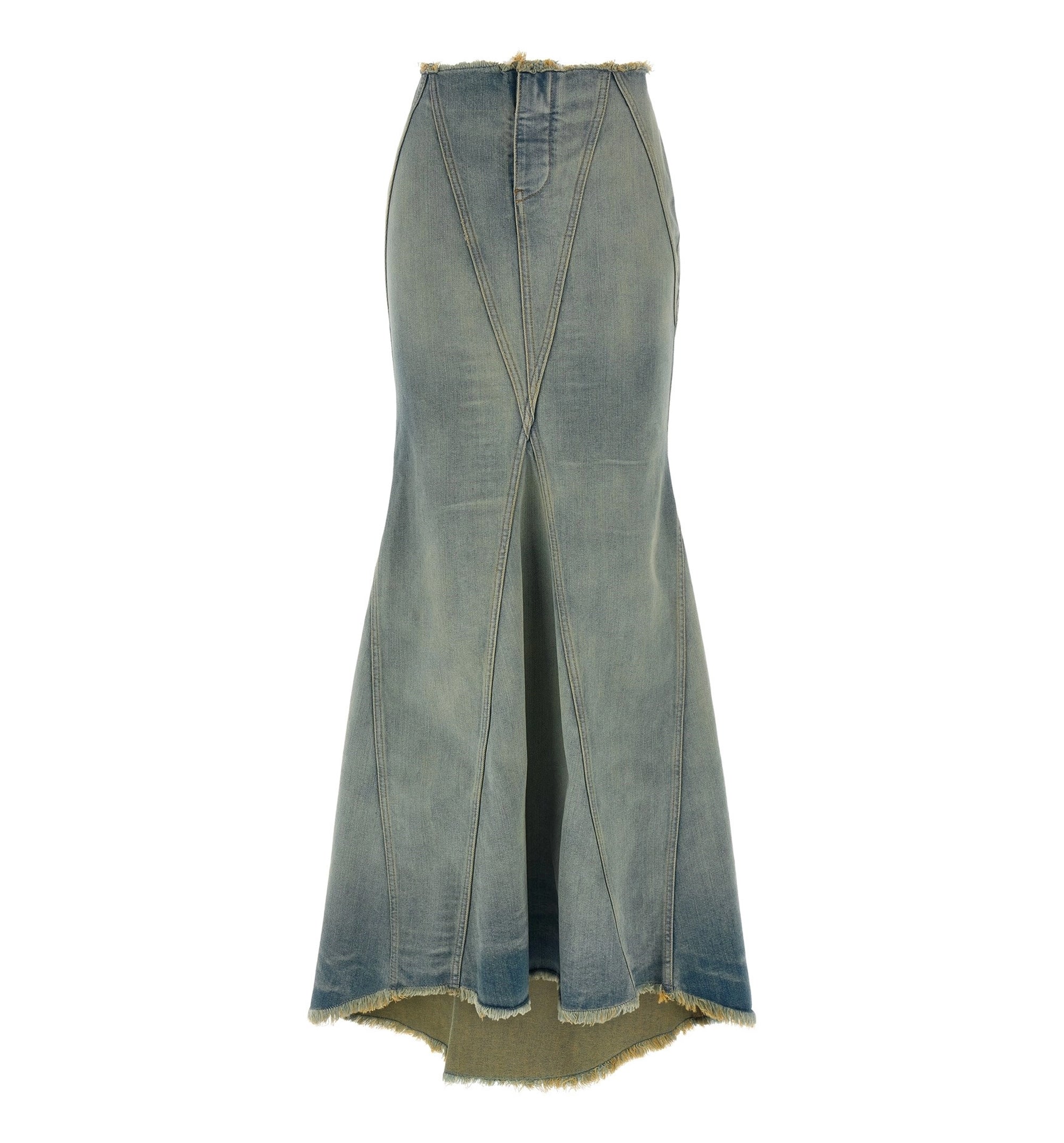 Jane Fringed Denim Midi Skirt
