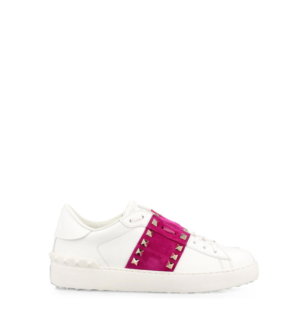 Rockstud Untitled Sneaker in Calfskin with Suede Band