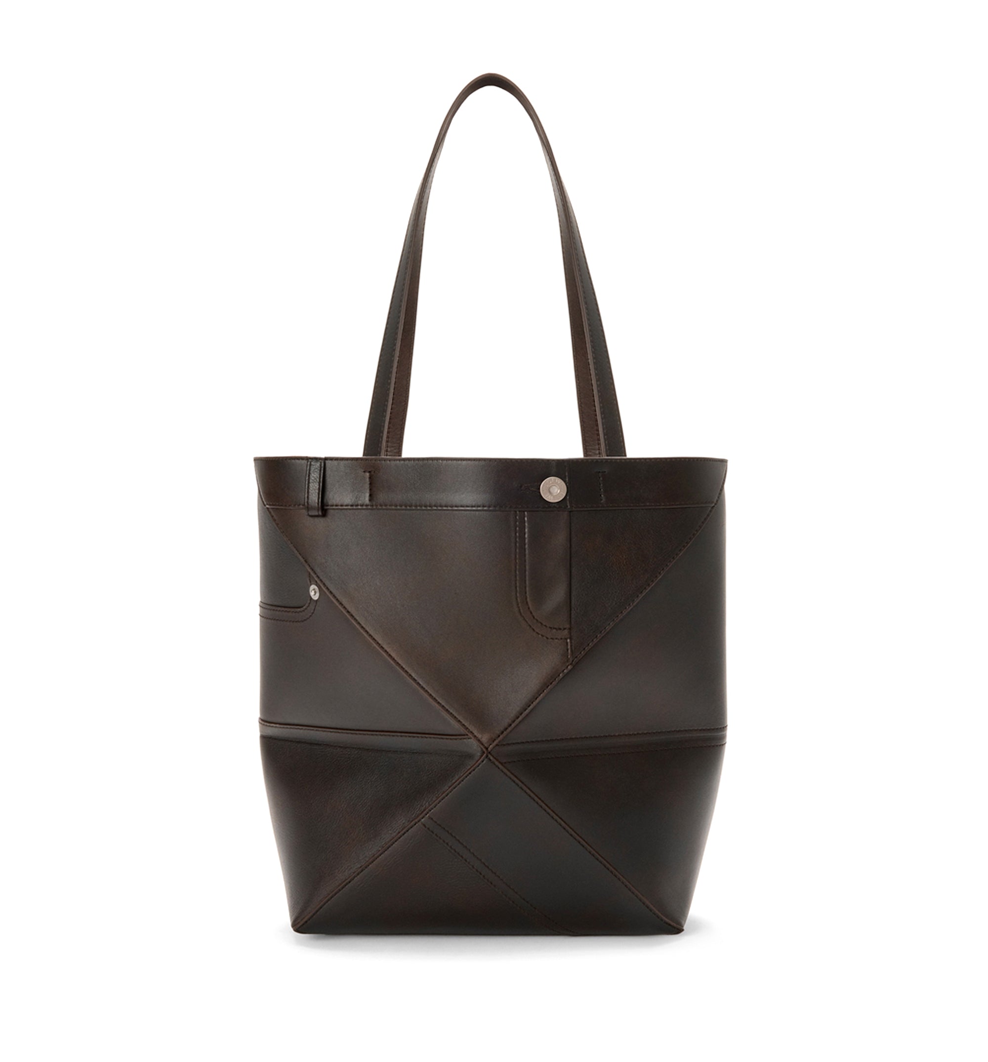 Medium Puzzle Fold Trousers Effect Tote In Shiny Calfskin