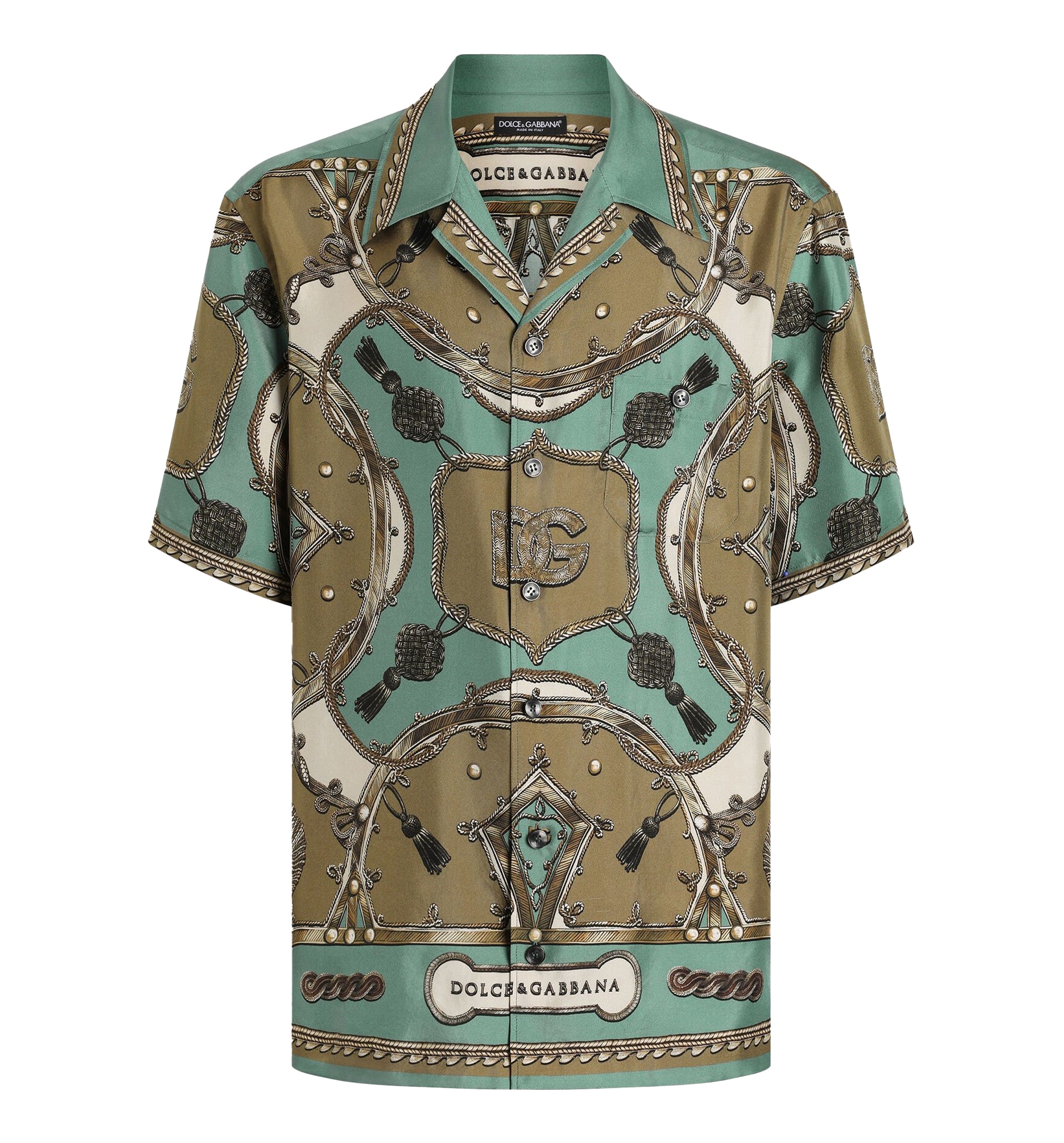 Cargo-print hawaii washed silk twill shirt