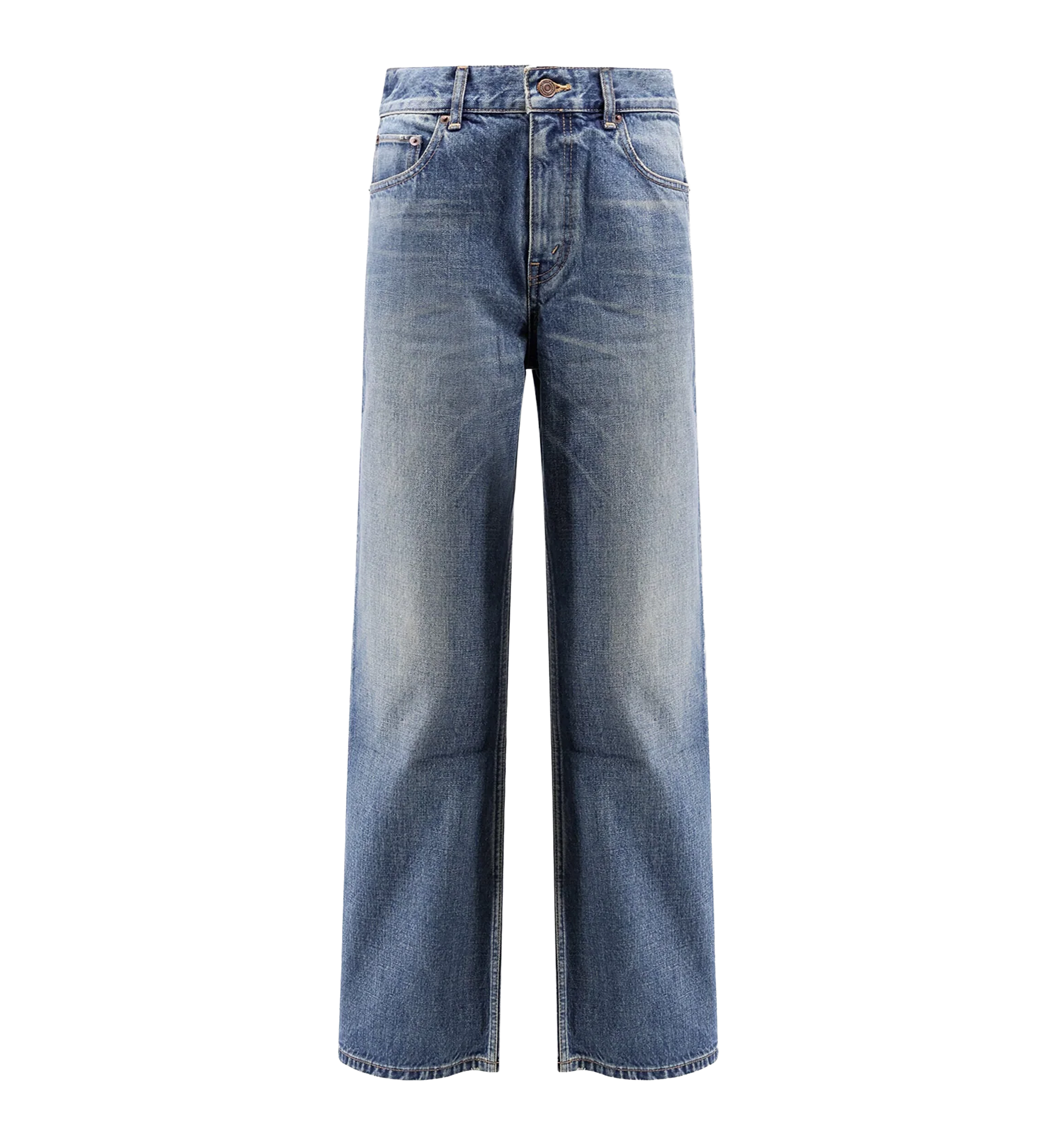 Stone-Washed Cotton Bootcut Jeans