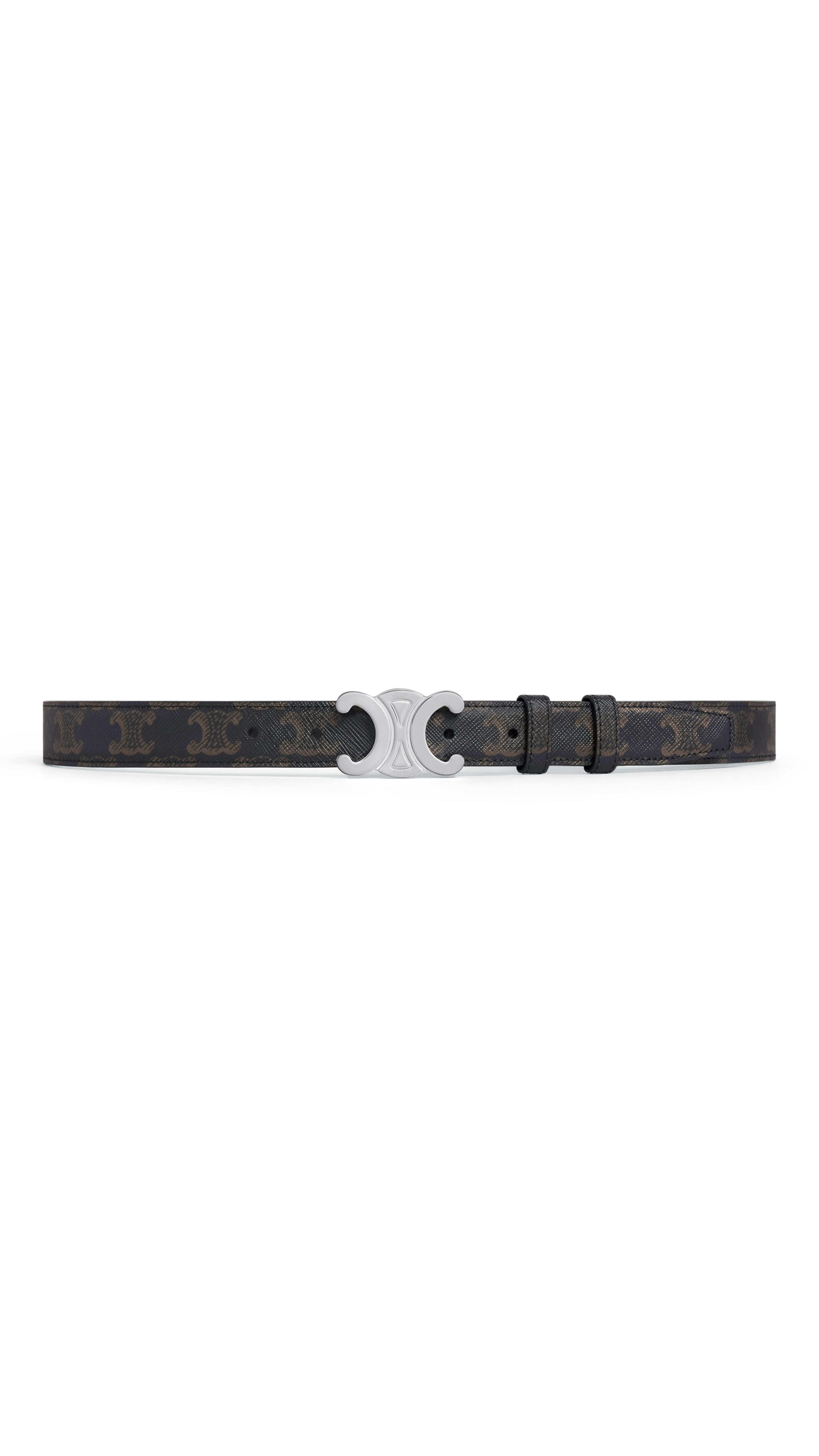 Medium Triomphe Belt in Triomphe Canvas - Brown/Silver