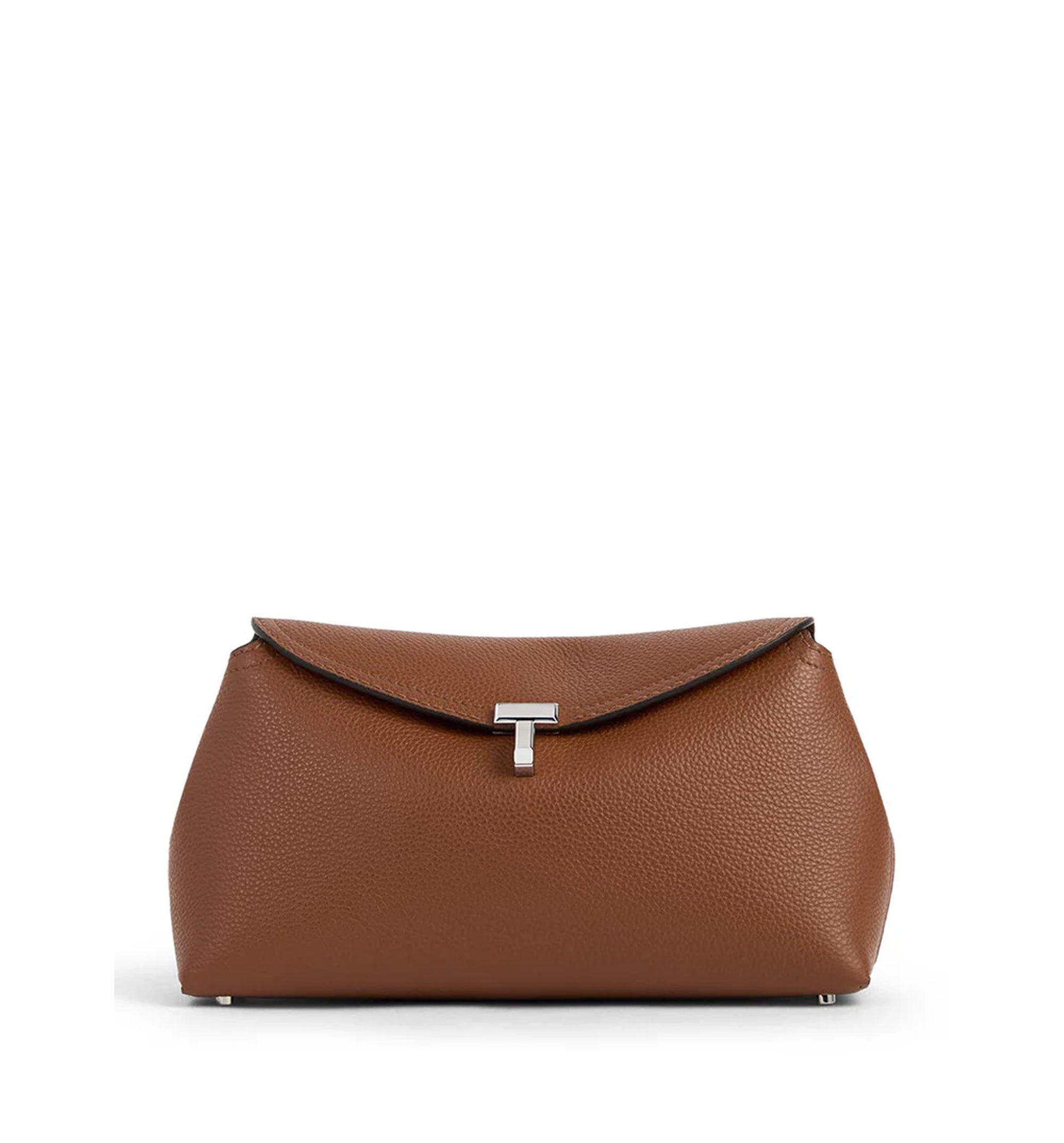 T-Lock Grained Leather Clutch