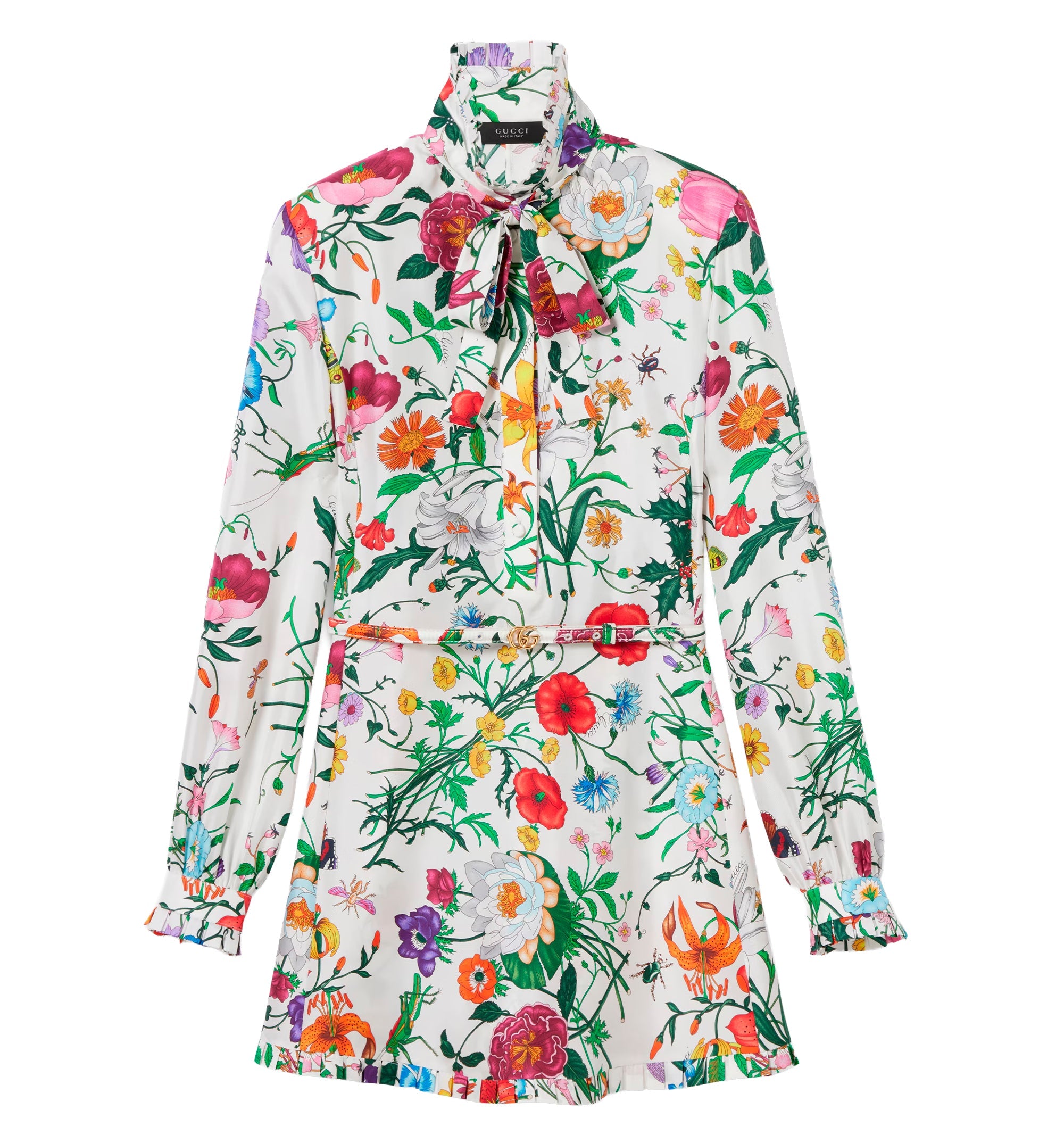 Printed silk twill dress