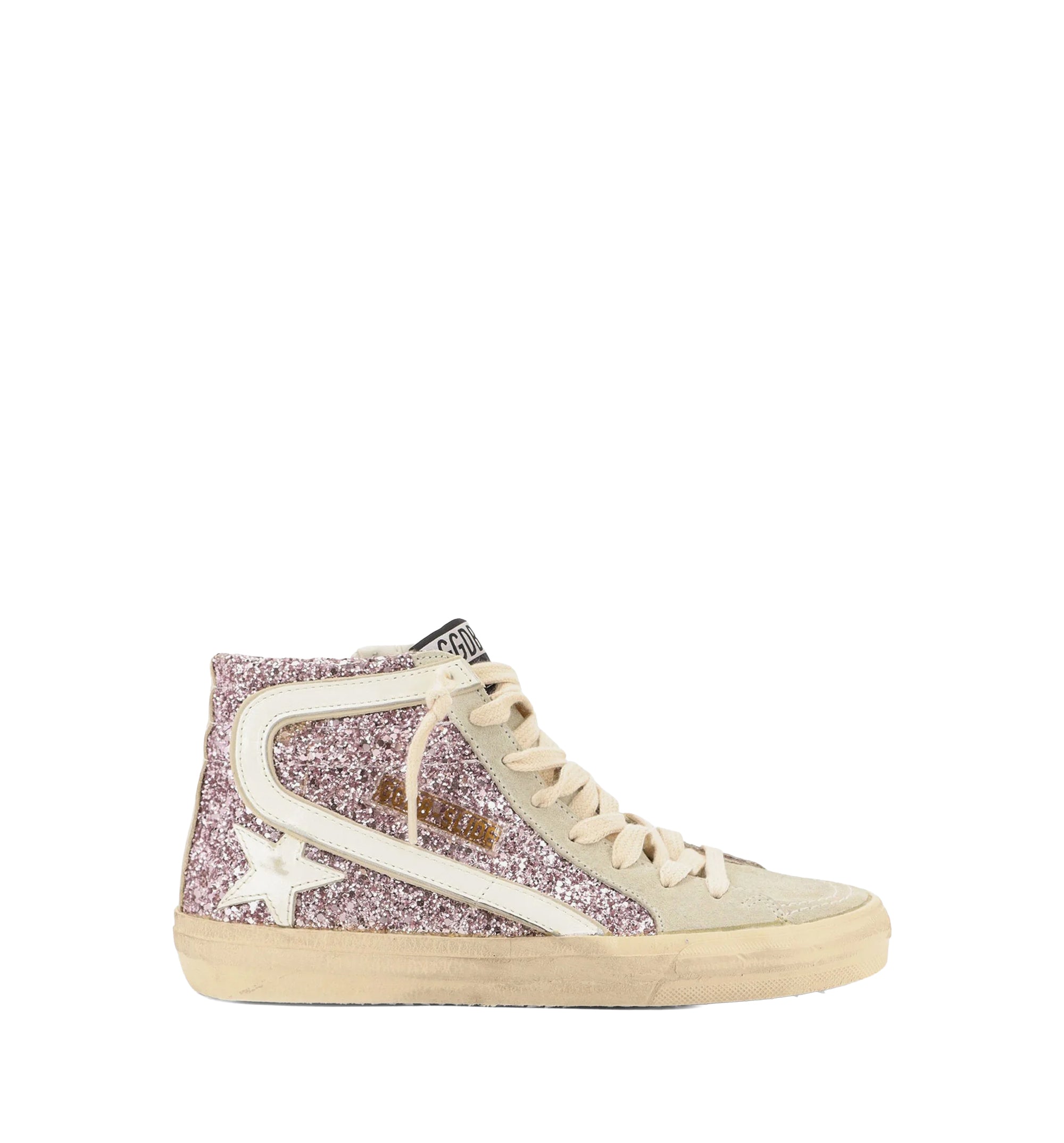 Slide In Lilac Glitter With White Leather Star And Flash