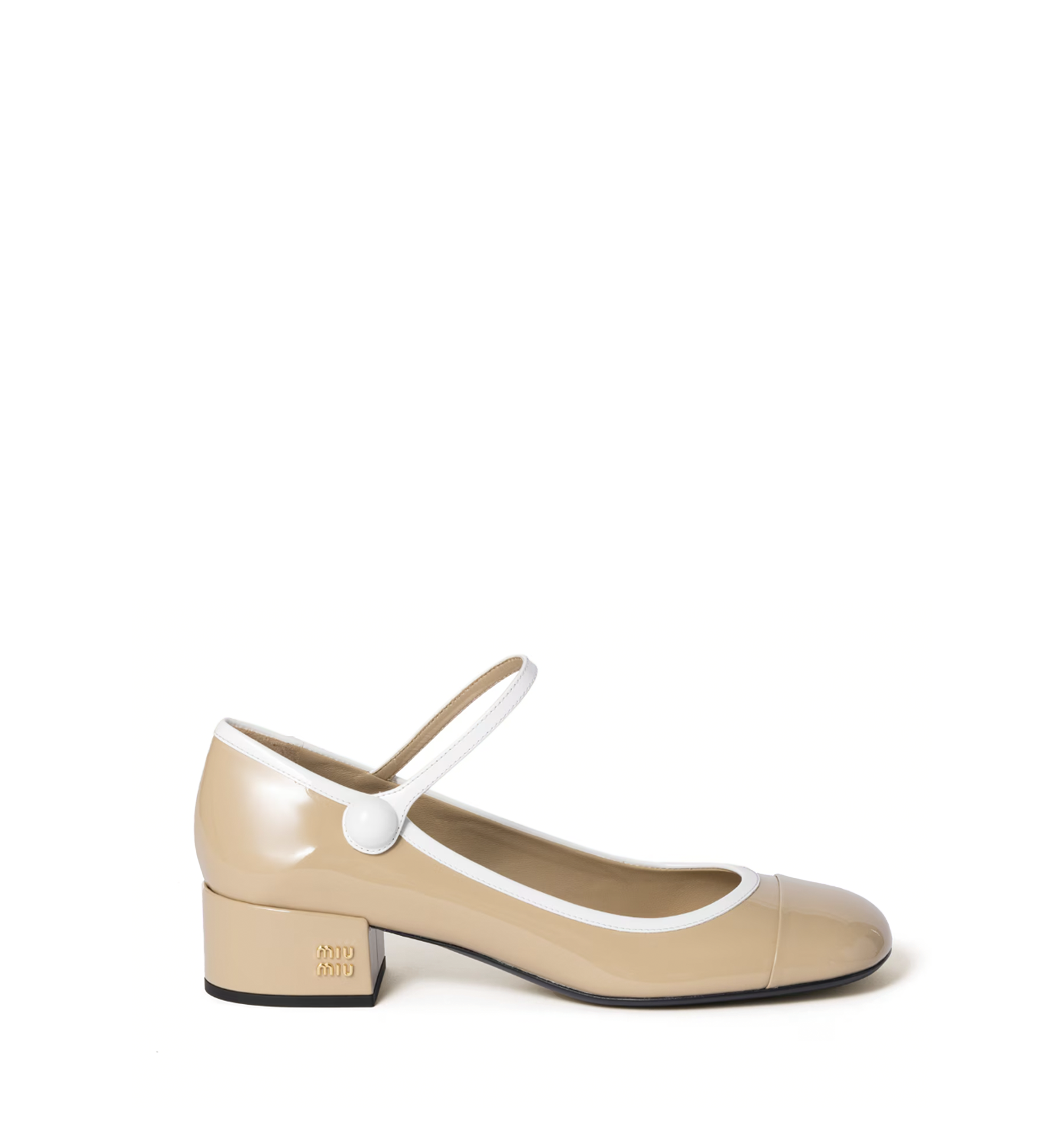 Two-Tone Patent Leather Mary Jane Pumps