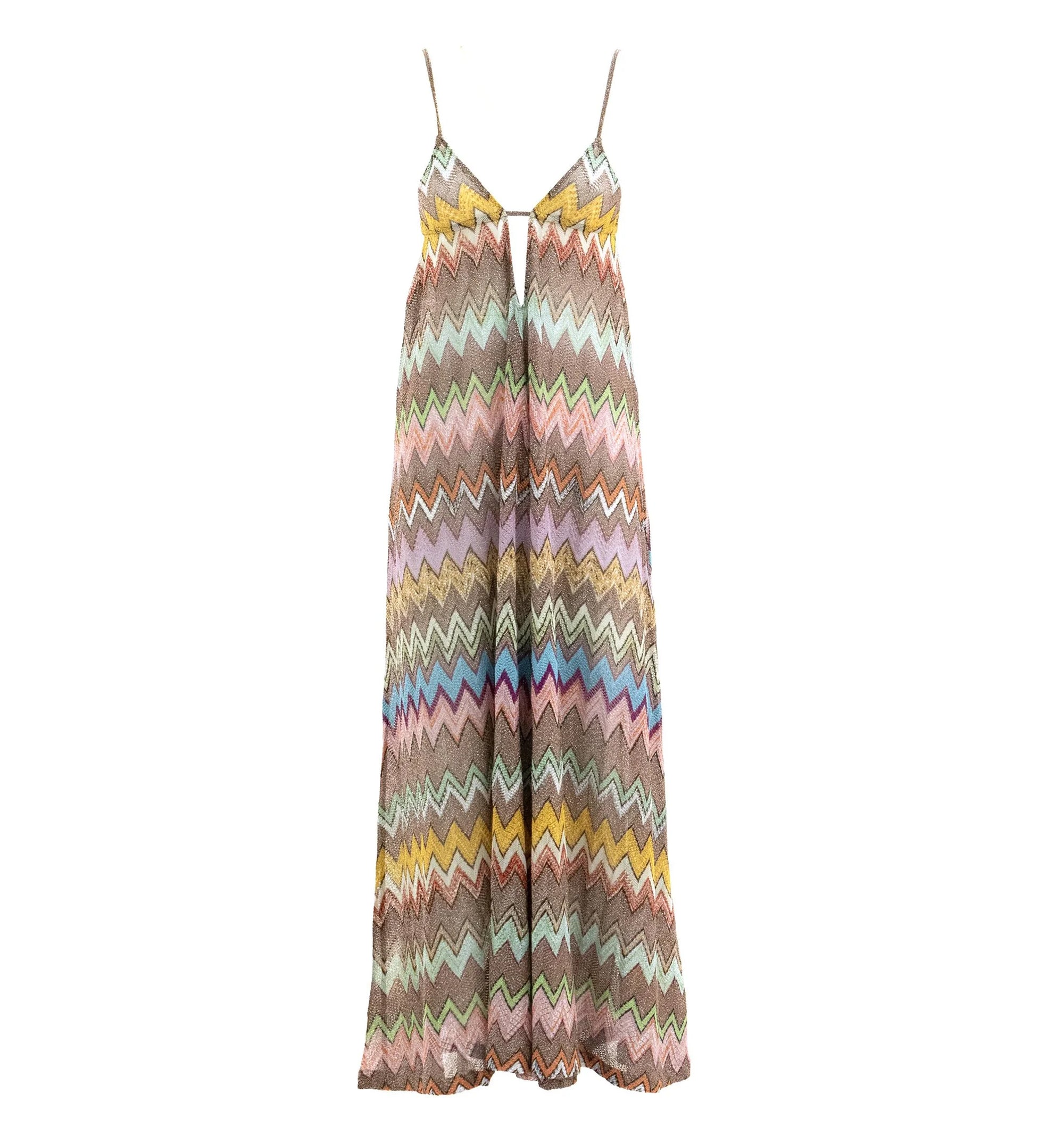 Striped Metallic Crochet-Knit Cover-Up Dress