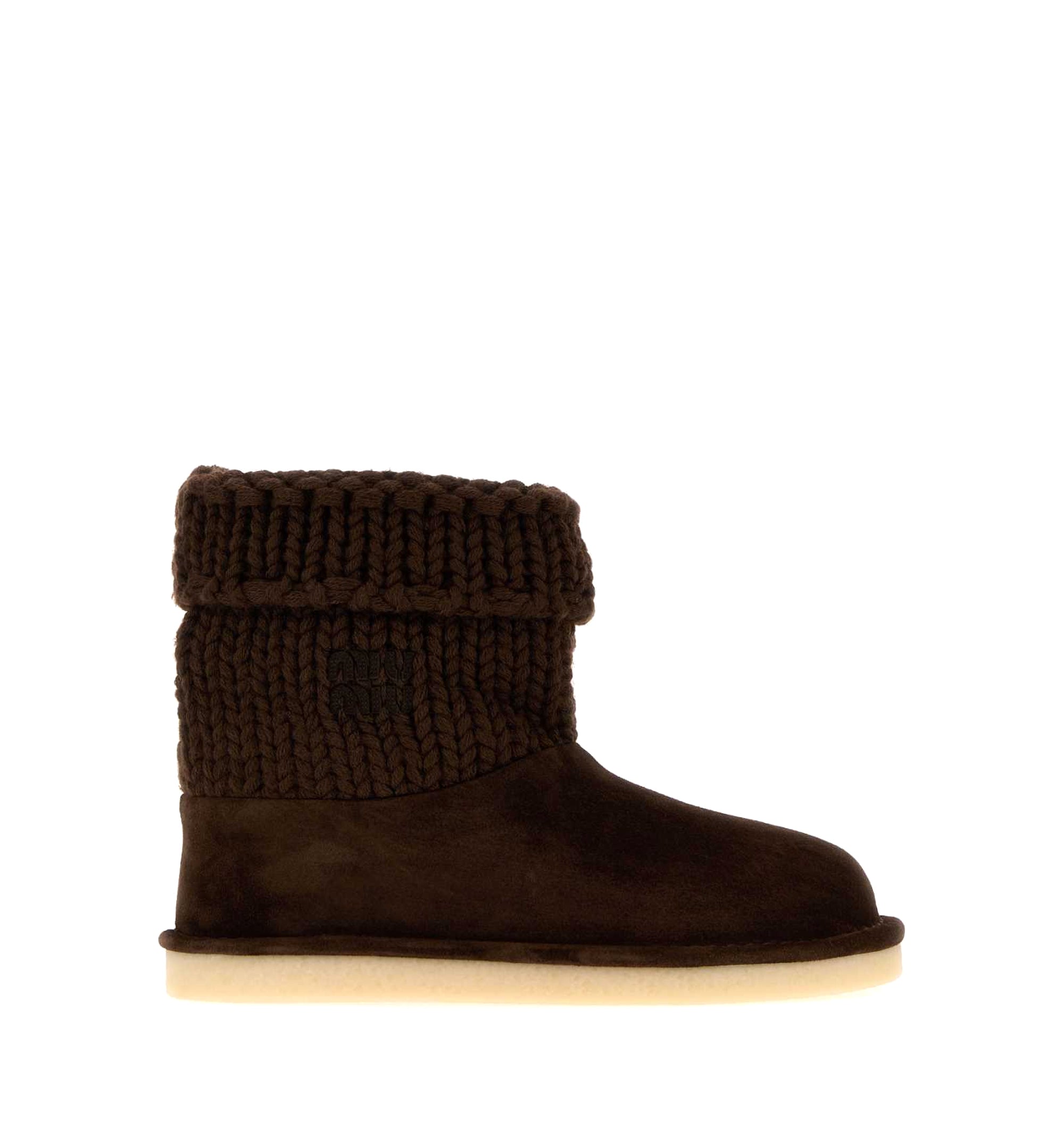 Suede and knit booties